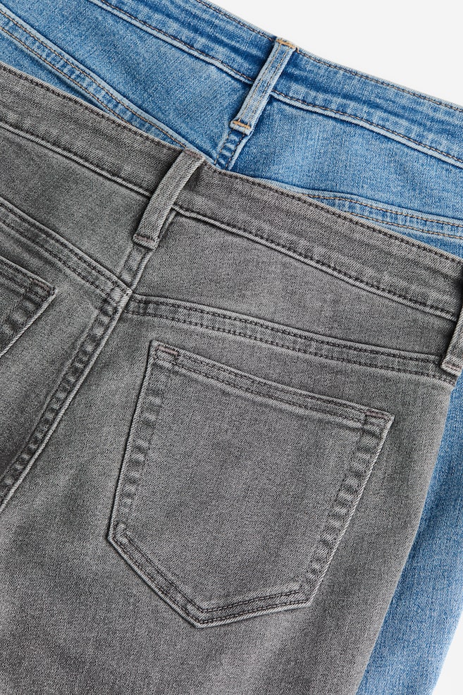 2-pack Flared Leg Low Jeans - Light denim blue/Grey/Light denim blue/Black - 3