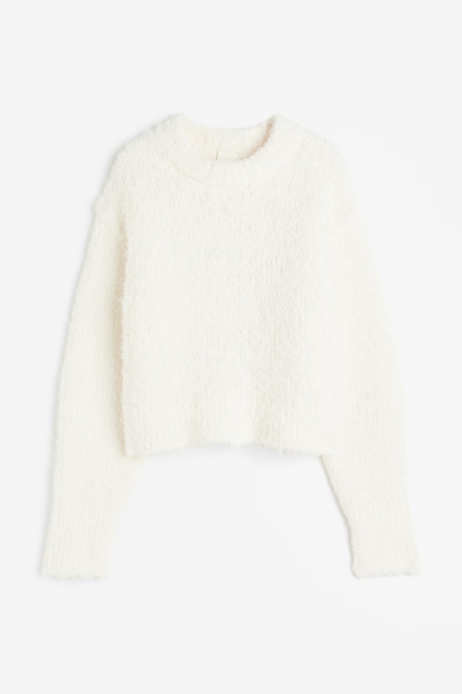 Fluffy-knit jumper - White/Black - 2