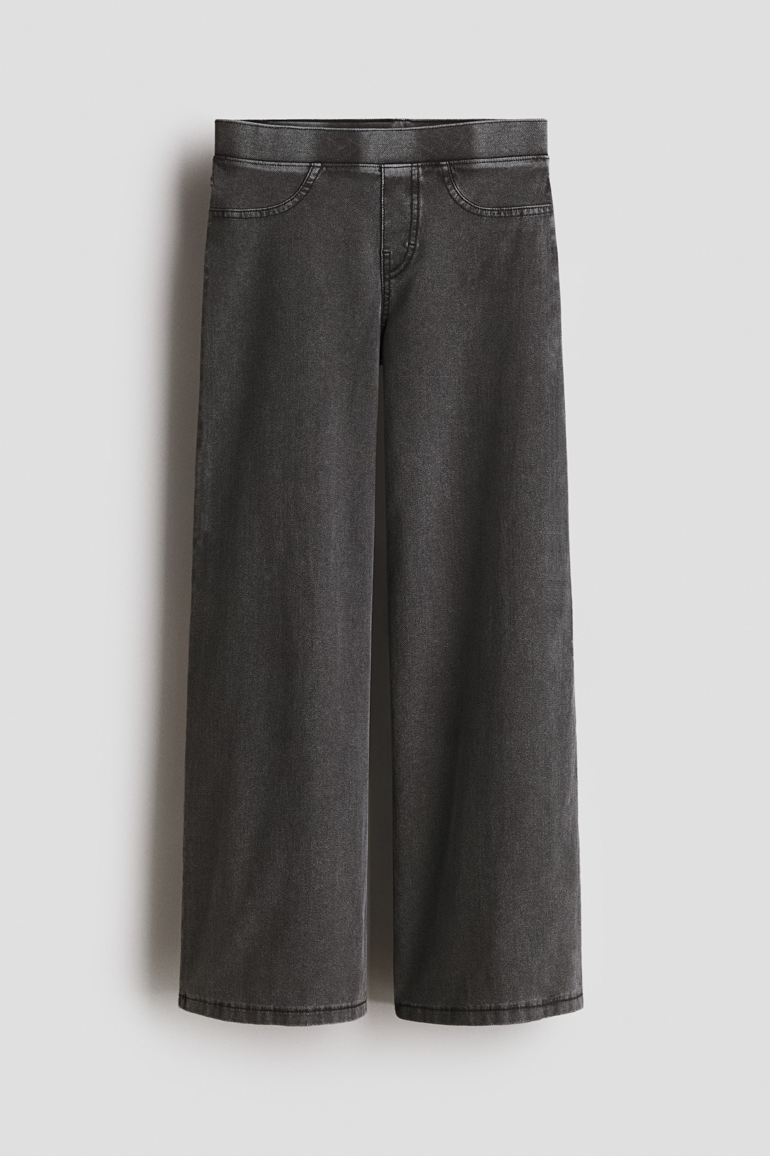 Pantalón ancho con apariencia de denim - Gris denim oscuro/Azul denim - 1