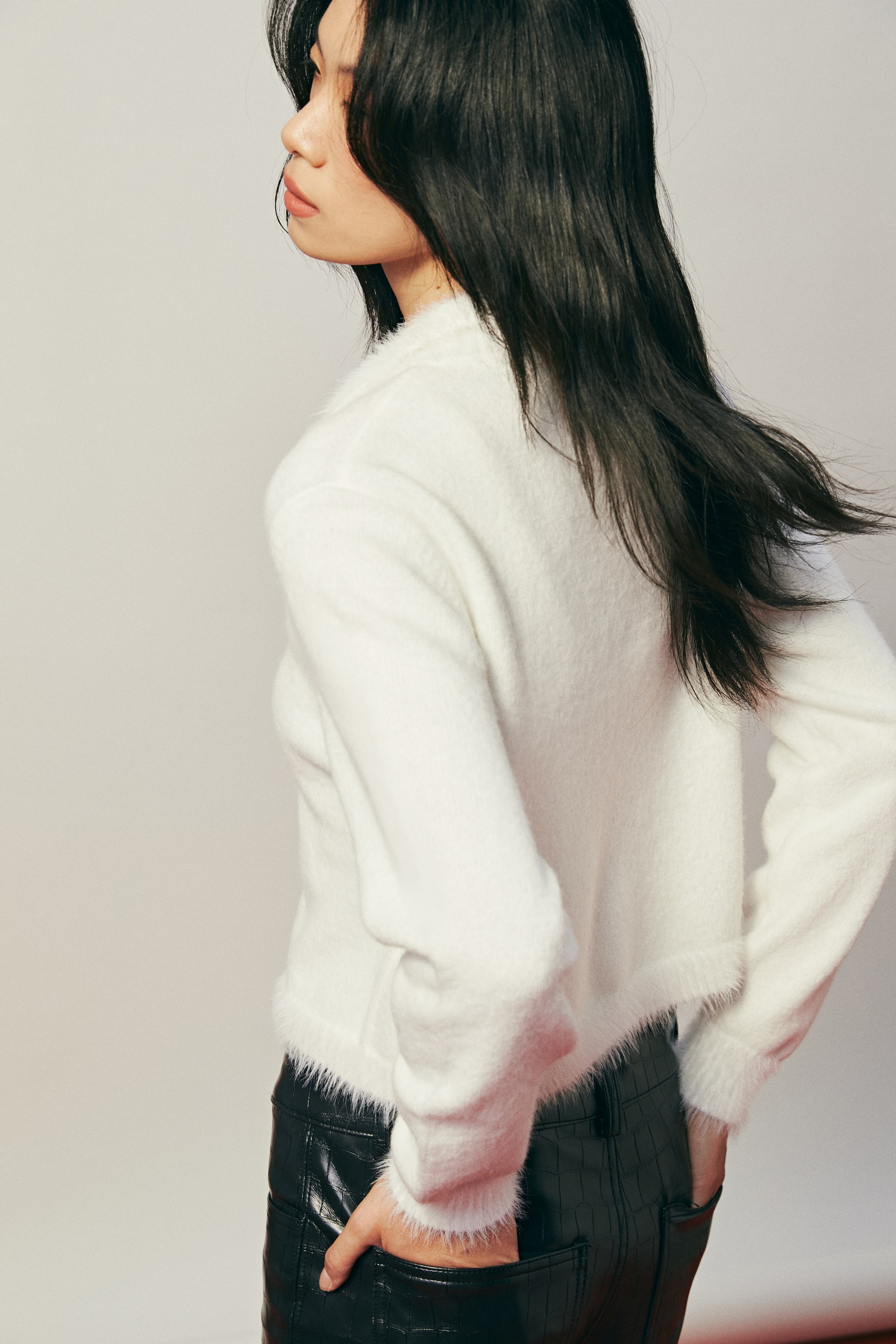 이미지 확대 보기: 칼라 가디건 - 화이트 - 여성 | H&M KR 3