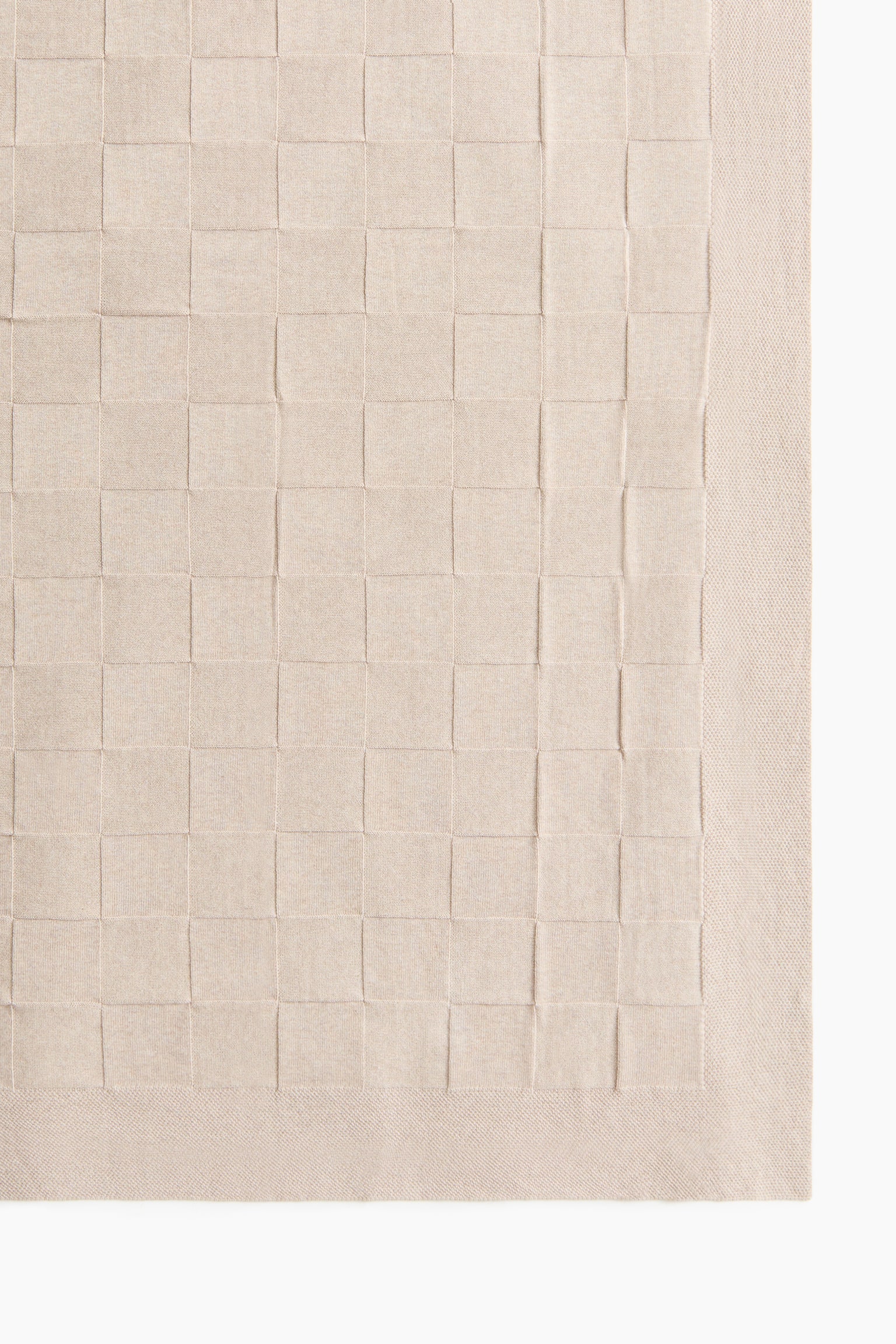 Knitted cotton blanket - Beige - 3
