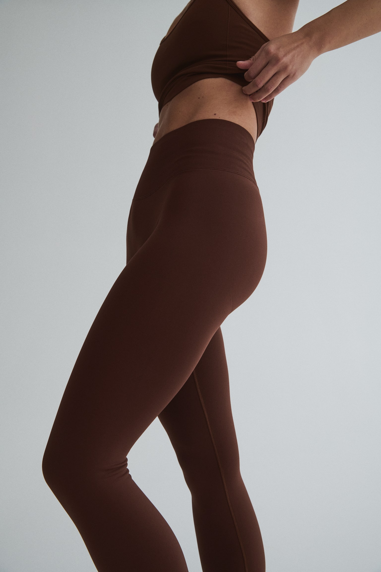 Seamless Sports leggings with DryMove™ - Brown/Black/Dark grey - 3