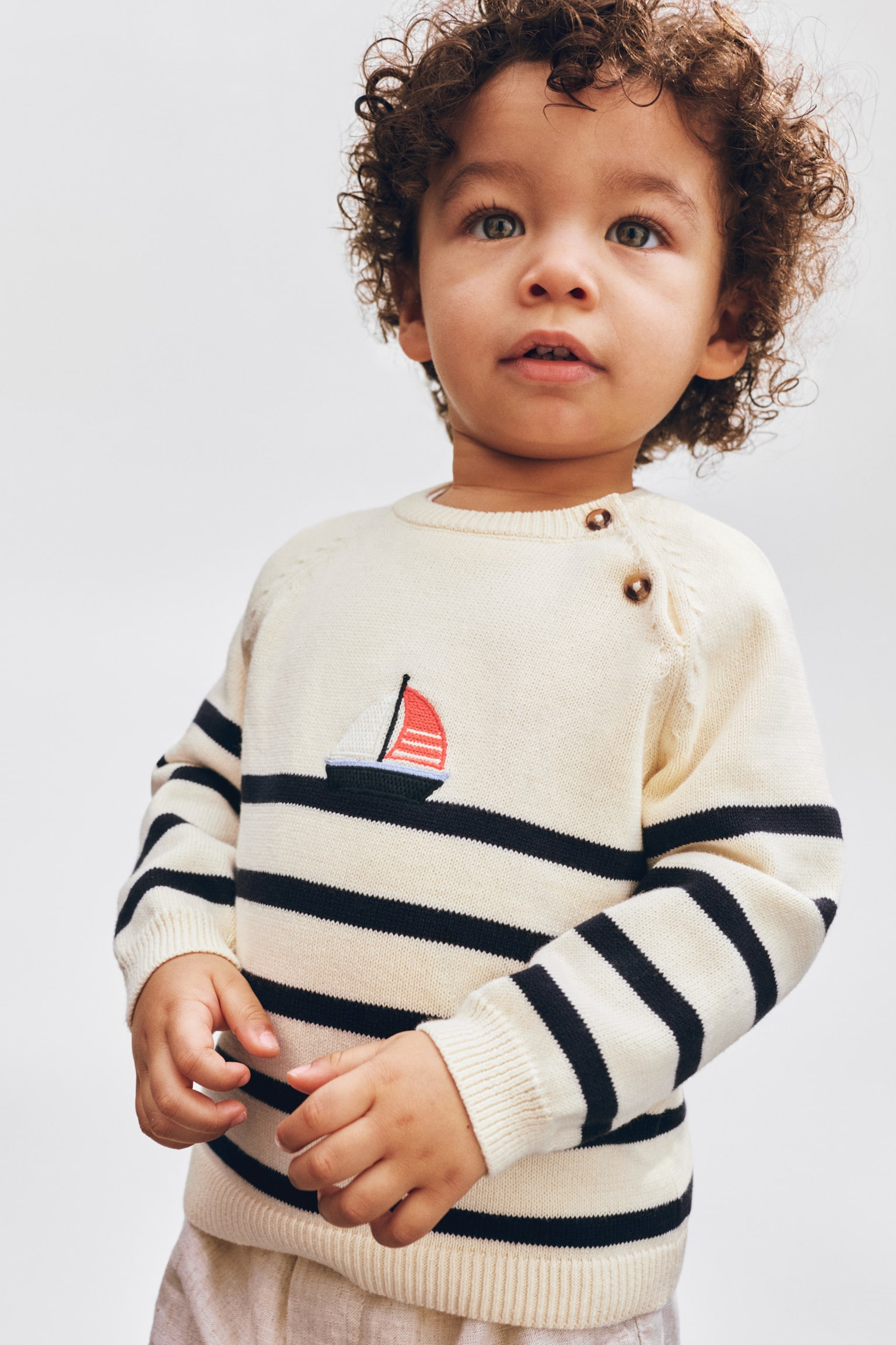 Cotton-knit jumper - Light beige/Sailing boat - 2