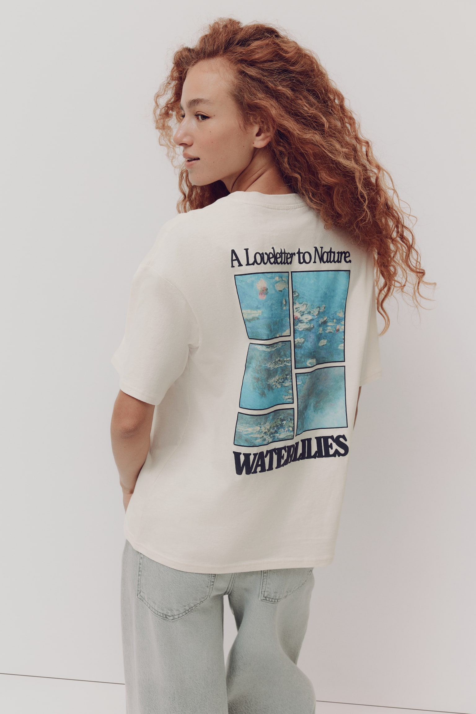 Oversized print-motif T-shirt - Light beige/Monet/Blue/Degas - 1