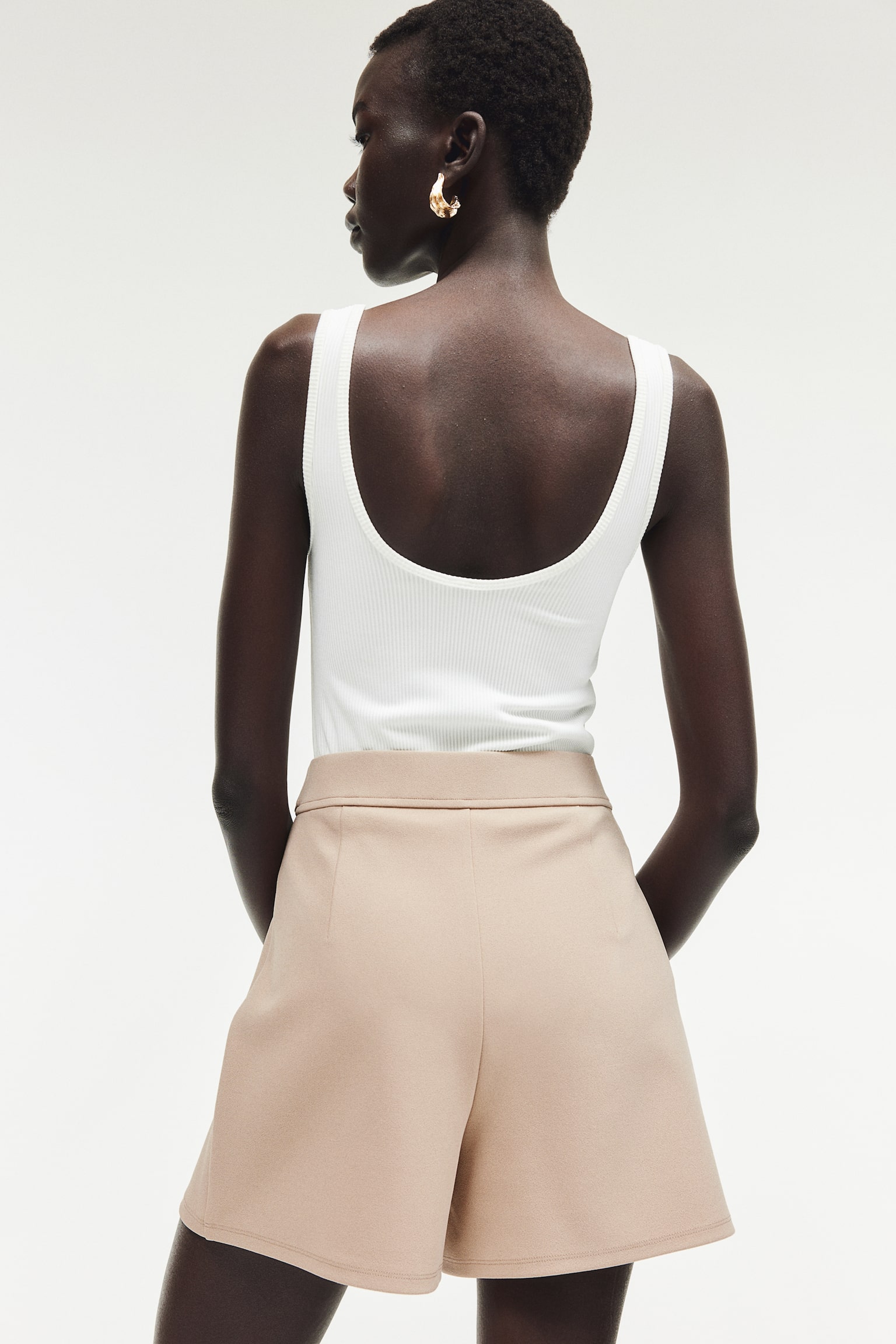 Jersey wrap skort - Beige/Mörk khakigrön - 4