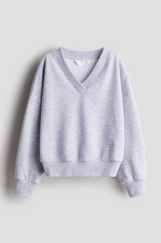 V-neck sweatshirt - Light grey marl - 1