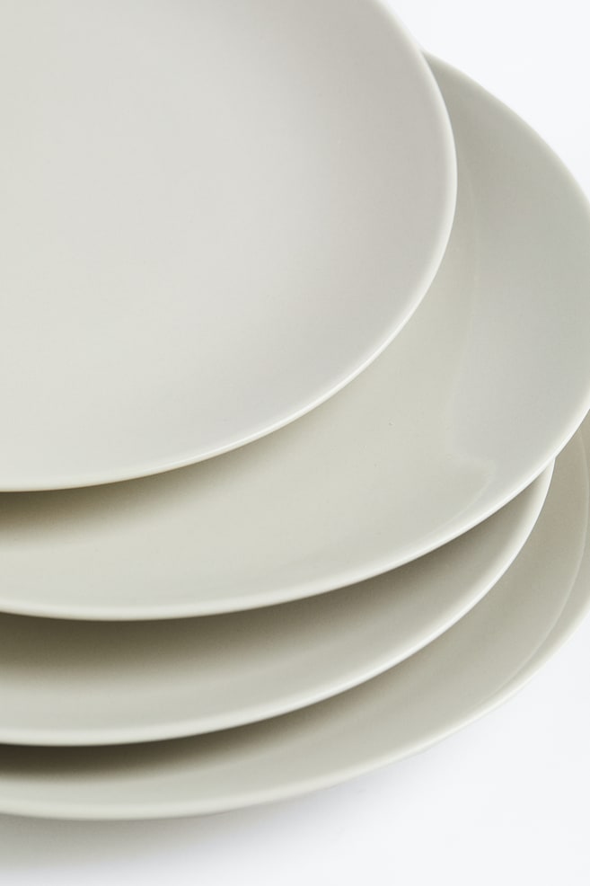 4-pak tallerken i porcelæn - Lys beige/Sort - 4