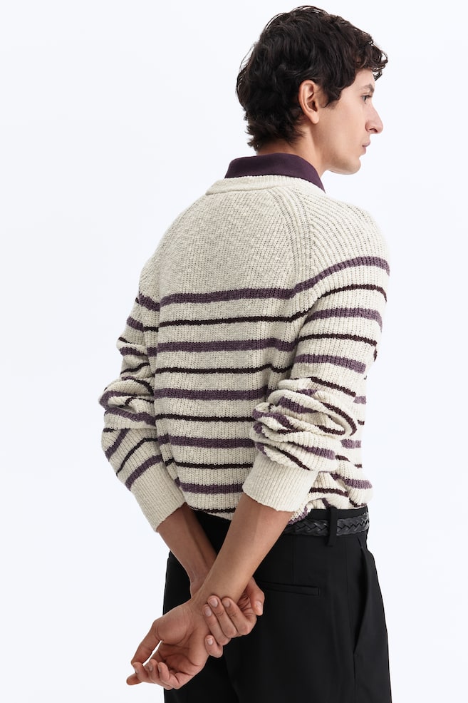 Relaxed-Fit Rib-Knit Sweater - Cream/striped - 6