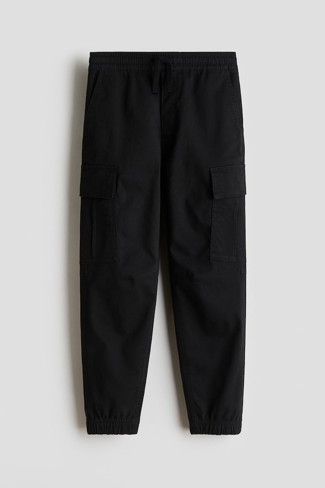Cotton Cargo Joggers - Black/Dark khaki green - 1
