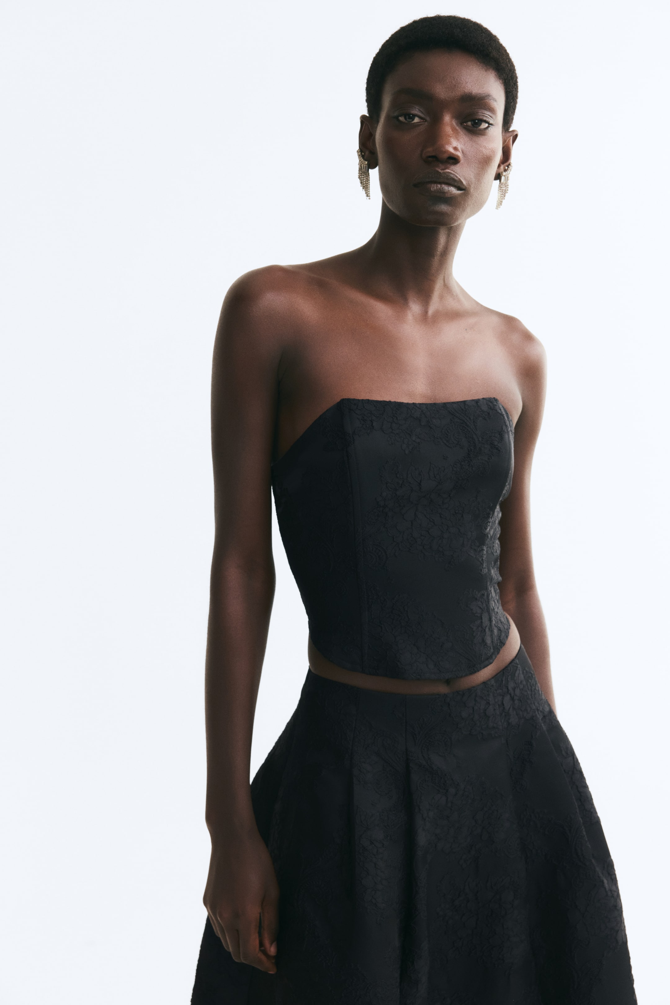 View larger image: Jacquard-weave corset top - Black - Ladies | H&M 1