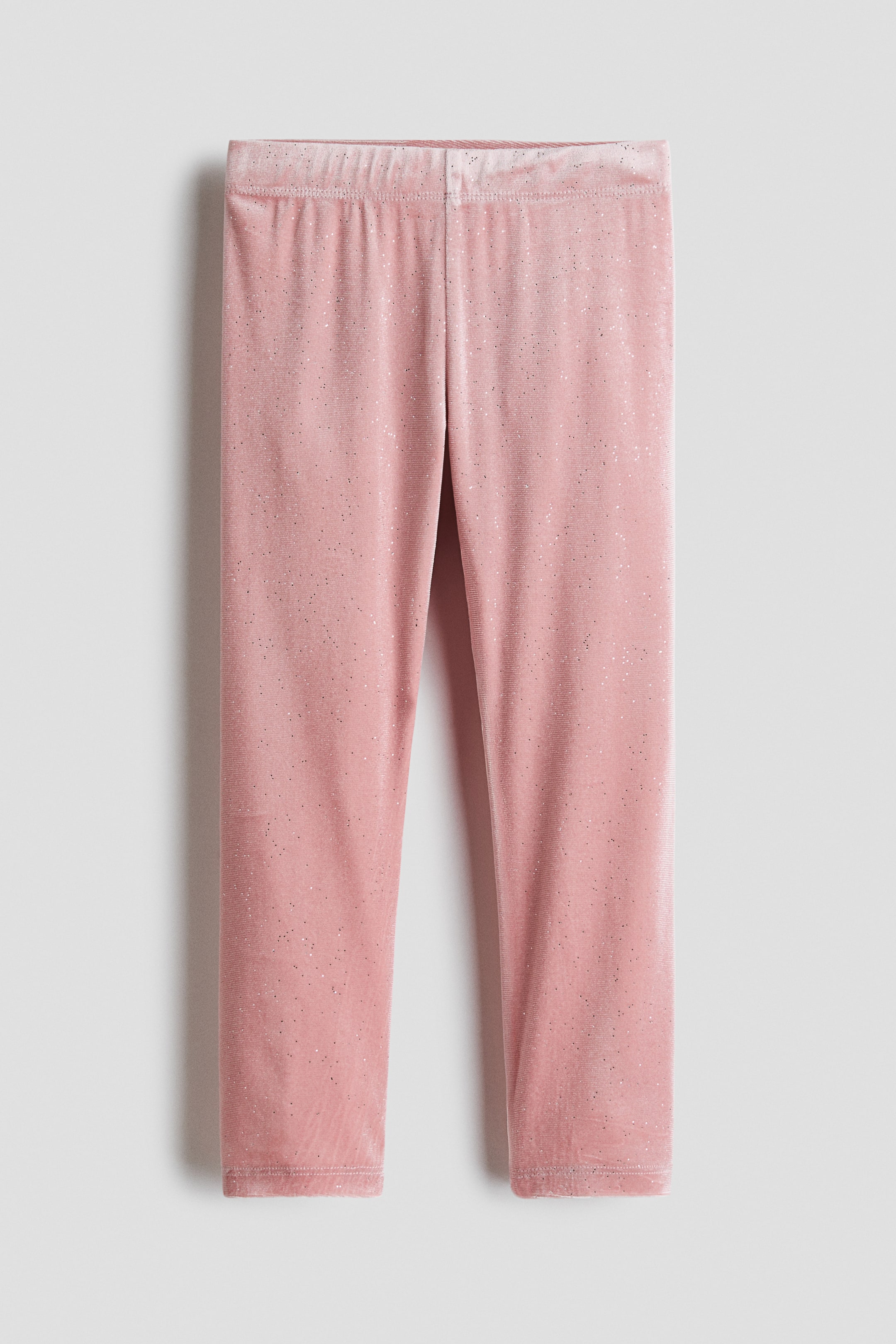 View larger image: Glittery velour leggings - Light pink/Silver-coloured - Kids | H&M 1