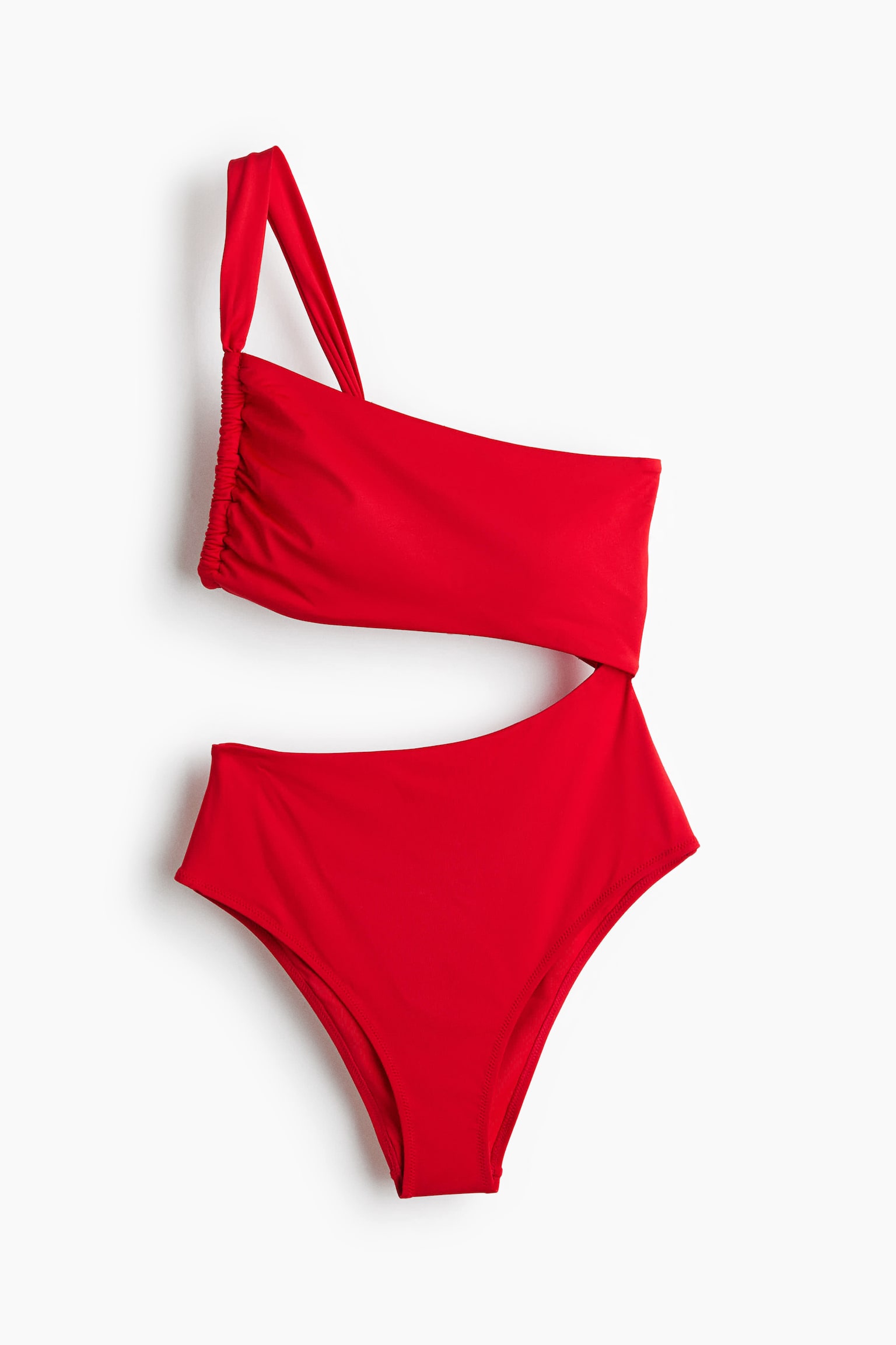 One-Shoulder Cutout Swimsuit - Bright red/Dark pink/Black - 1