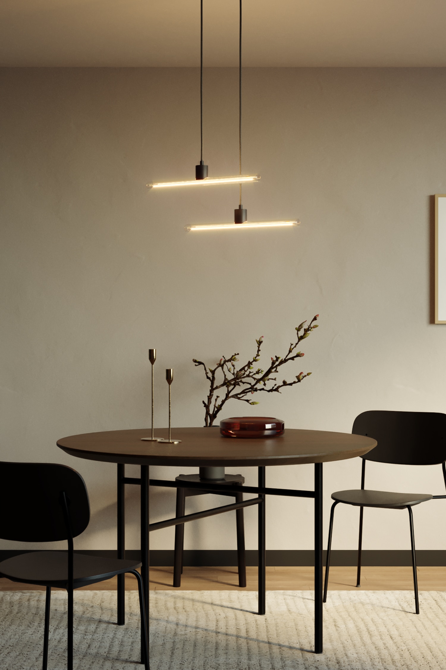 Elegant Ceiling Lamp With Light Bulb - Black