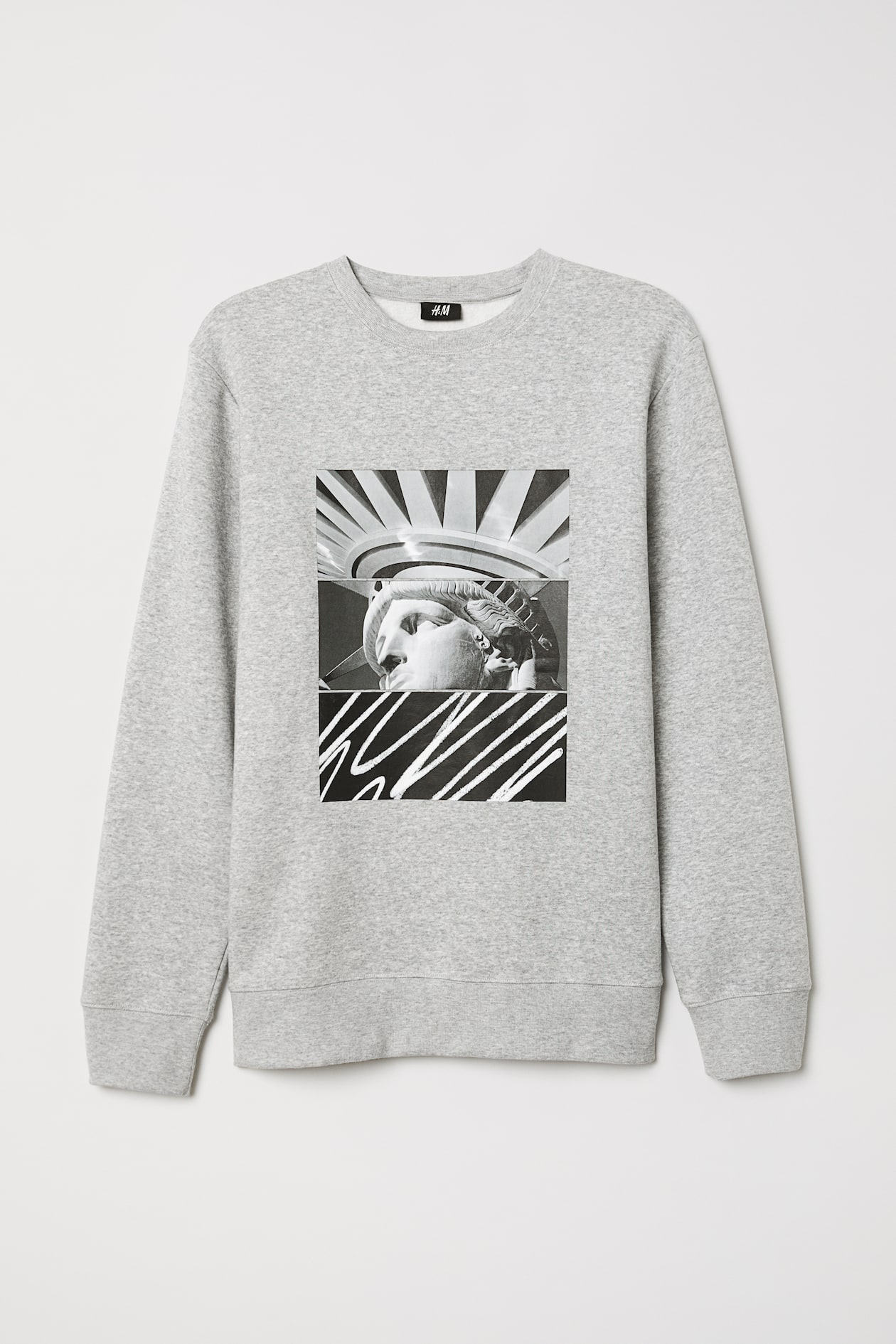 Printed sweatshirt Grey marl/Statue of Liberty Men H&M
