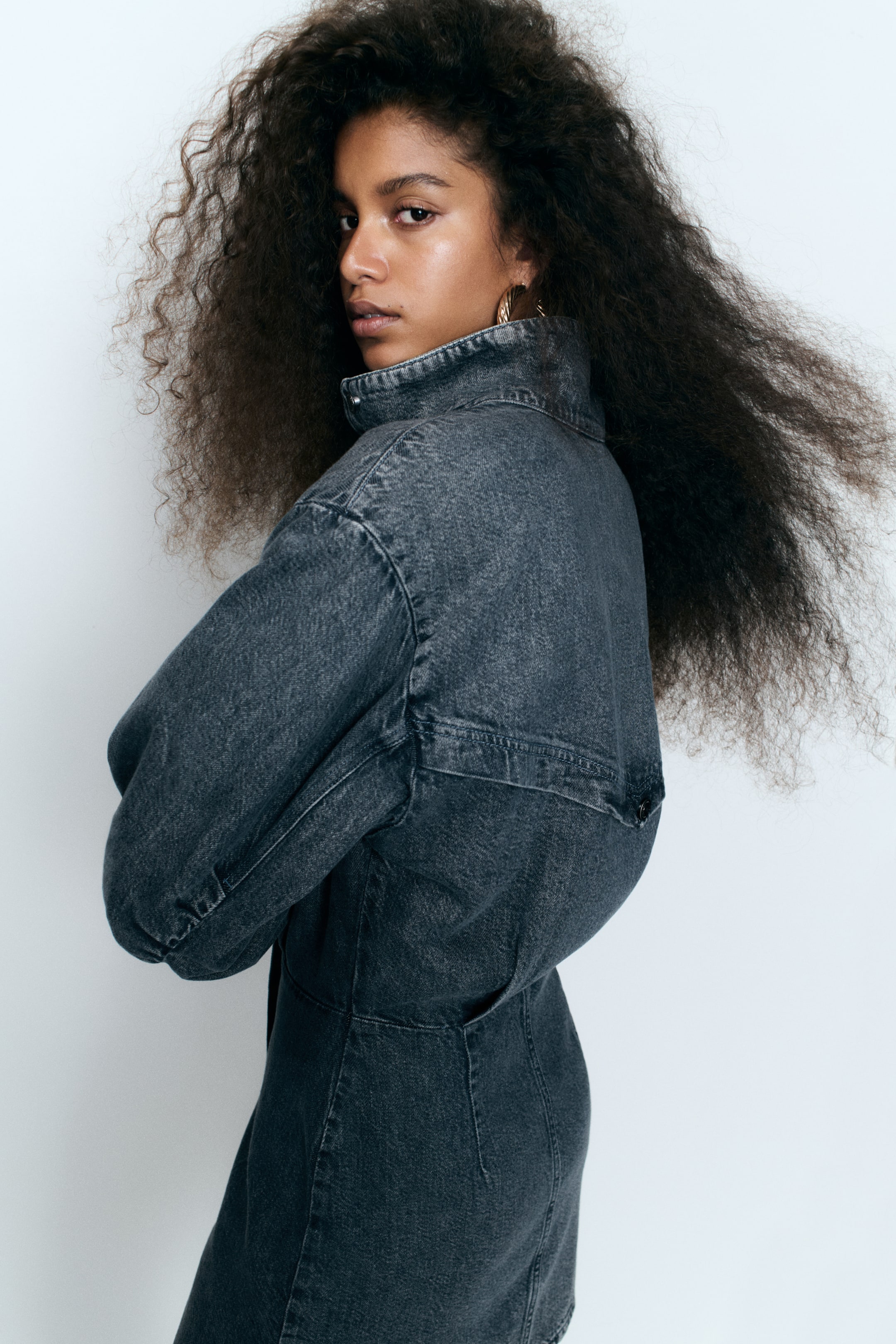 Robe à boutons en denim