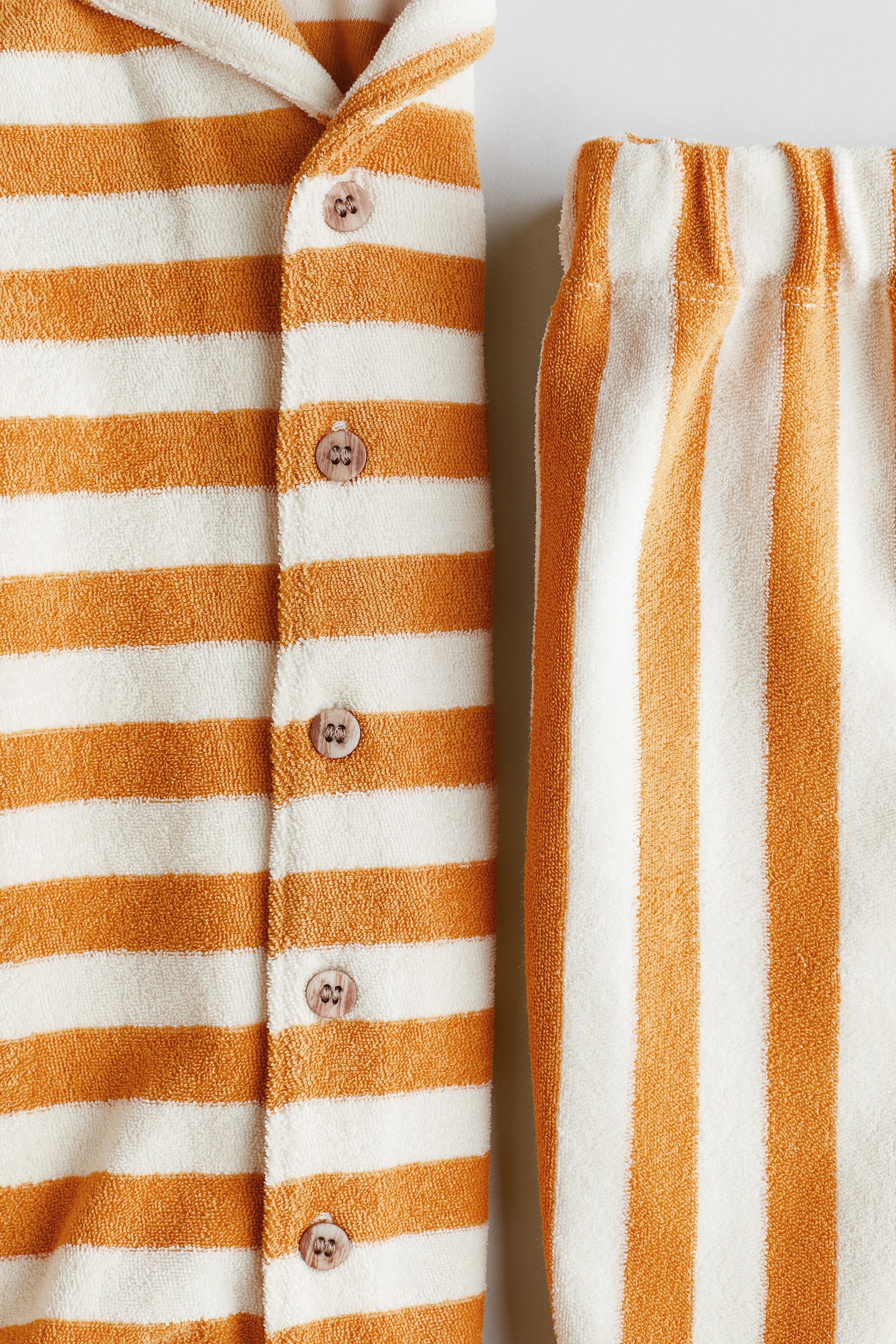 Set de 2 piese din frotir - Galben/dungi albe/Alb/dungi albastre/Verde/dungi albe - 3