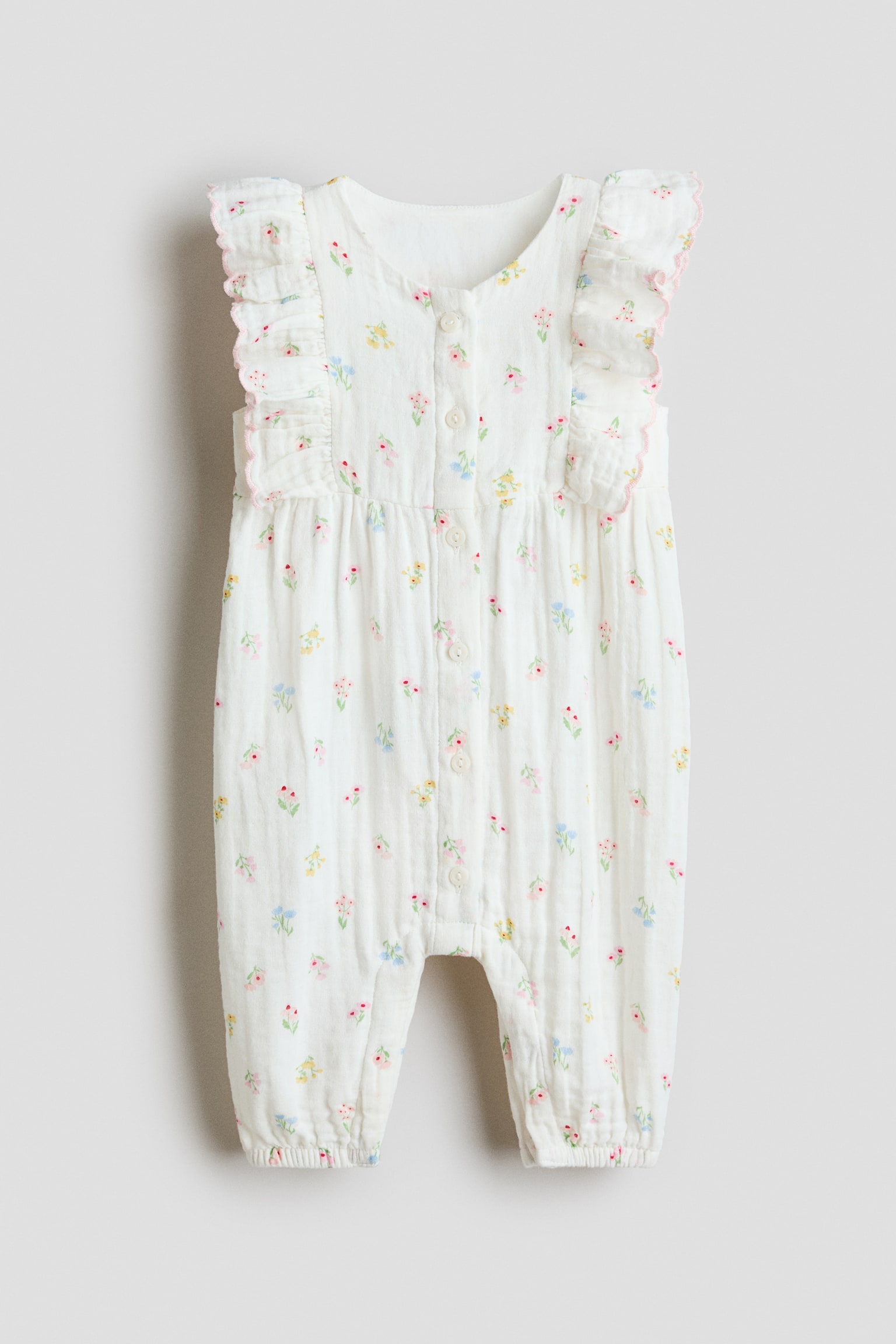 Frilled muslin romper suit - White/Floral/Light pink/Light pink/Floral/Light pink/Strawberries/Peach pink/Floral/Cream/Floral - 1
