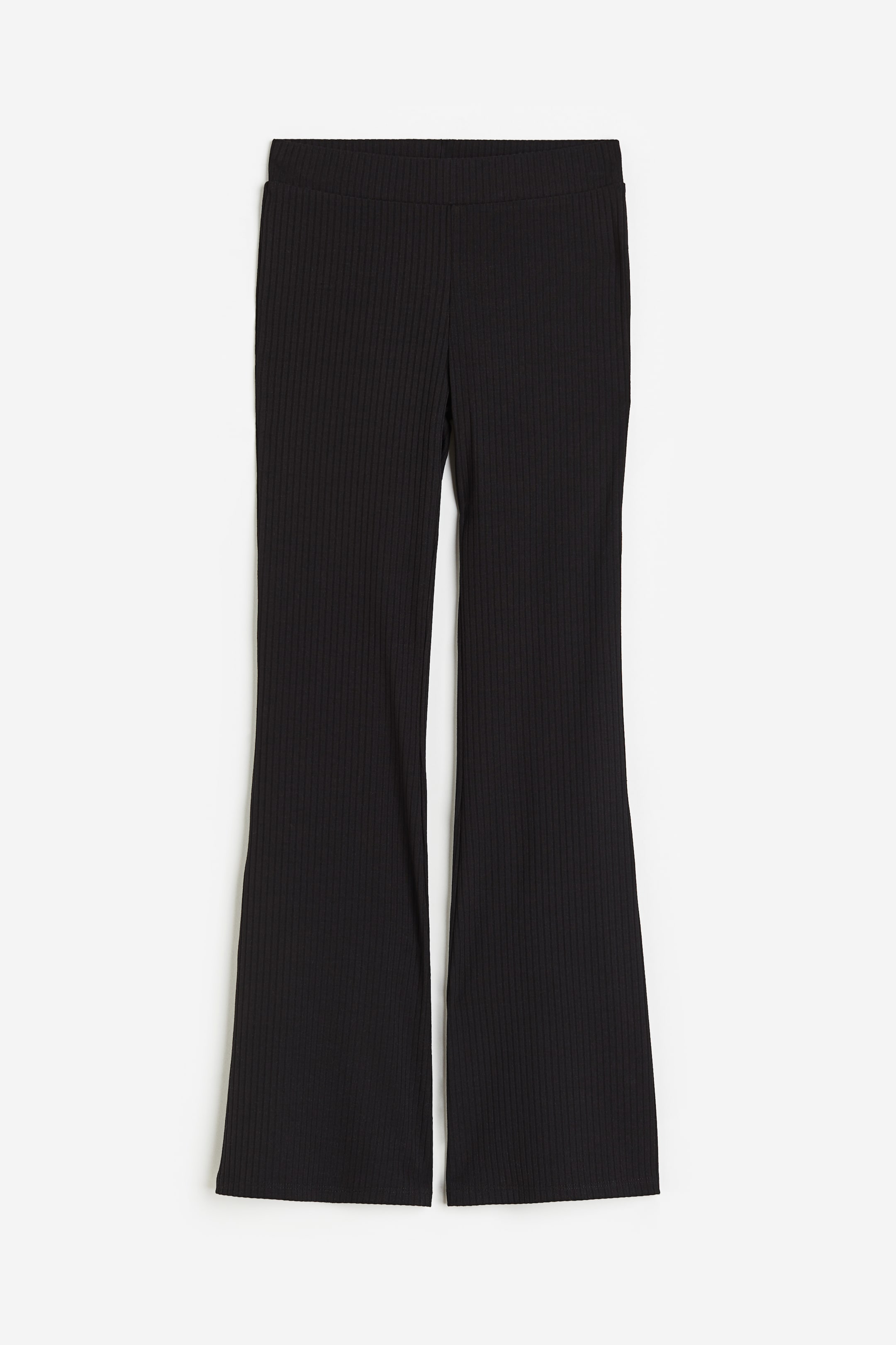 Flared Leggings - Regular waist - Long - Black/ribbed - Kids | H&M US