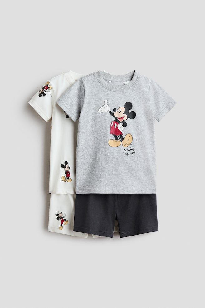 2er-Pack Bedruckte Shortys - Grau/Micky Maus/Hellblau/Snoopy - 1