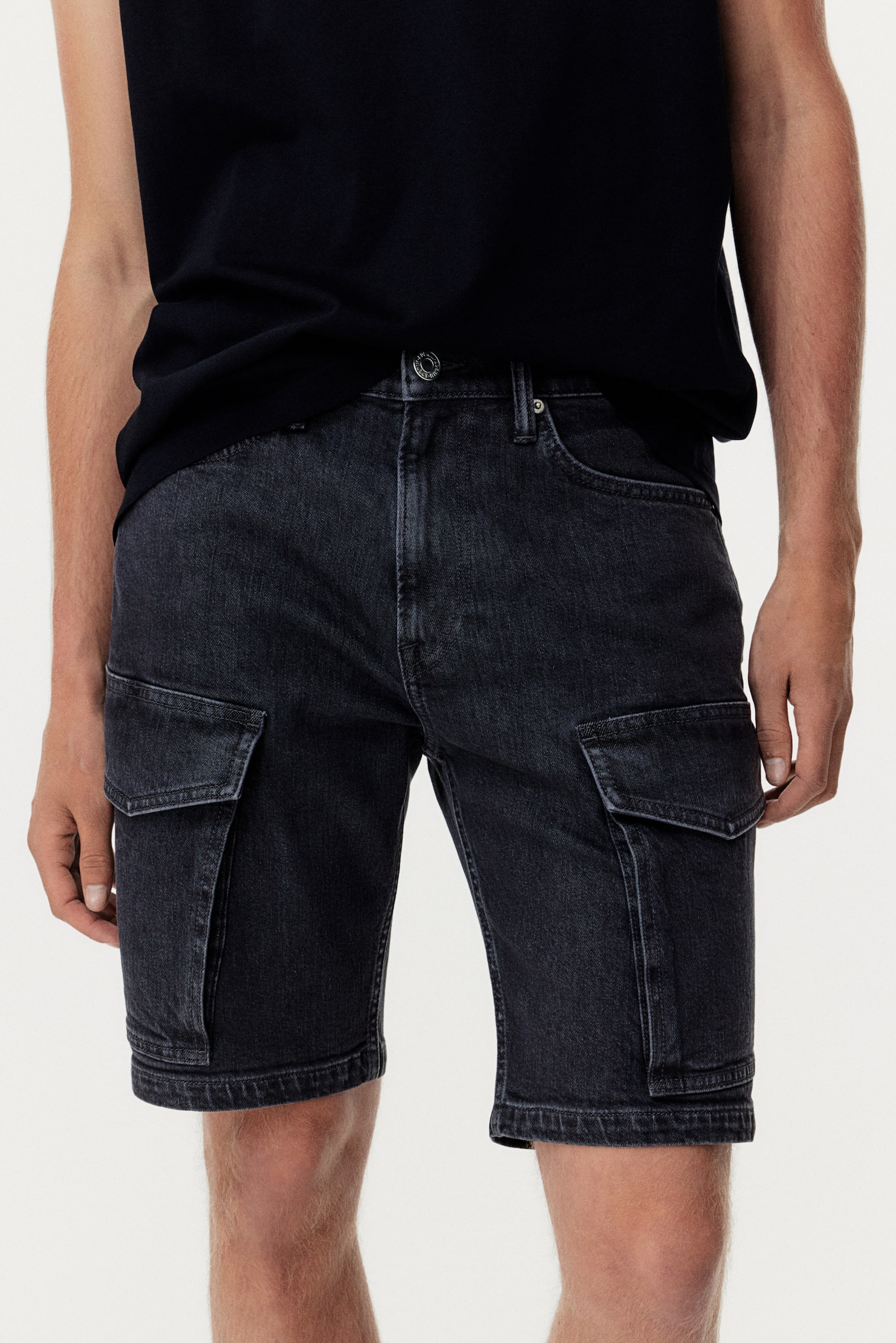 Slim Denim cargo shorts - Denim black - 4