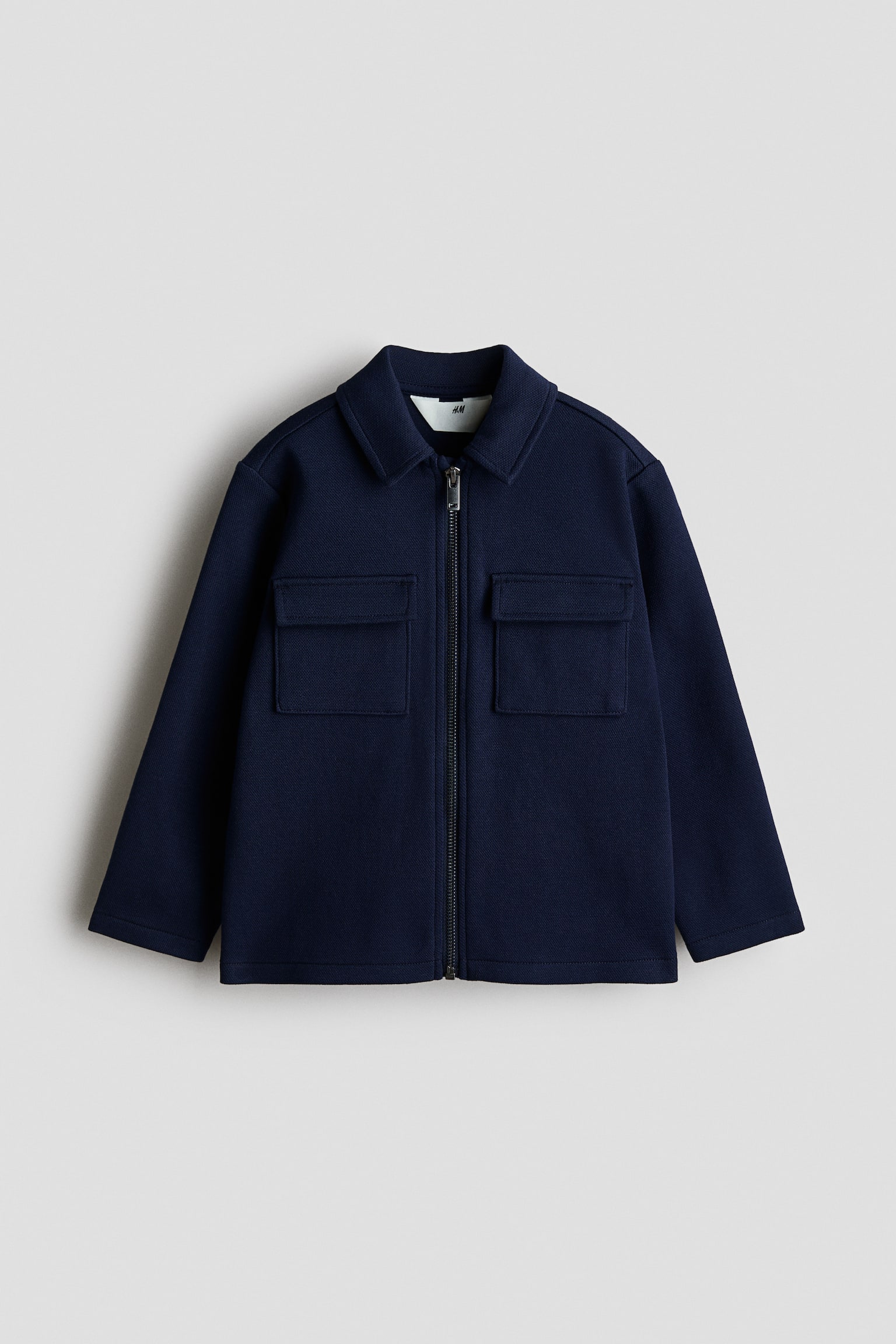 Piqué shacket - Marineblauw