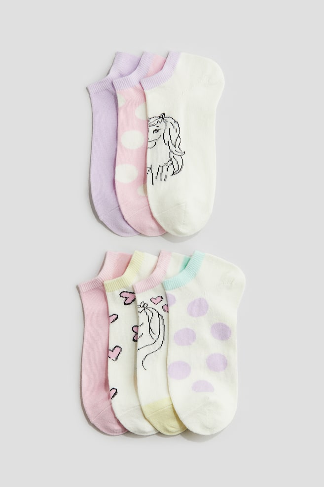 Calzini sportivi 7 paia - Rosa chiaro/unicorni/Turchese/arcobaleni/Viola/motivi batik/Rosa chiaro/fragole/Rosa/ciambella/Rosa chiaro/fiori/Rosa chiaro/leopardato/Azzurro/fiori - 1
