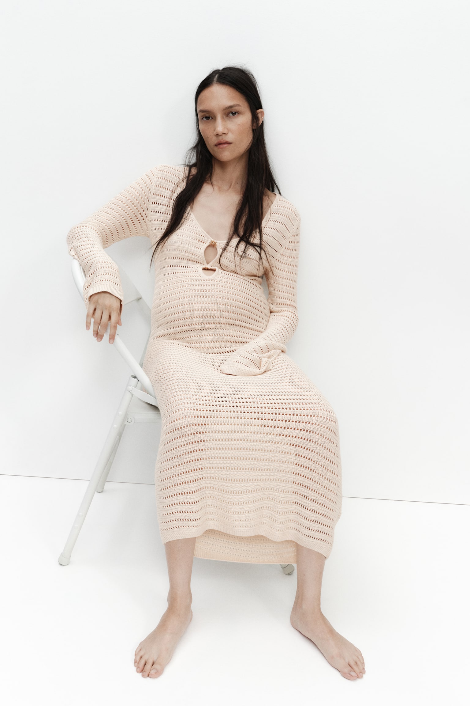 Женское платье H&M Mama Crochet-Look, цвет: Светлый бежевый — фото 3