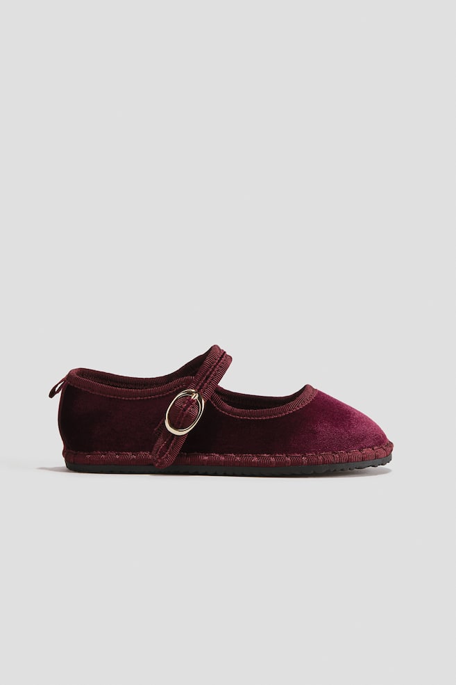 Ballerines en velours - Rouge foncé - 1