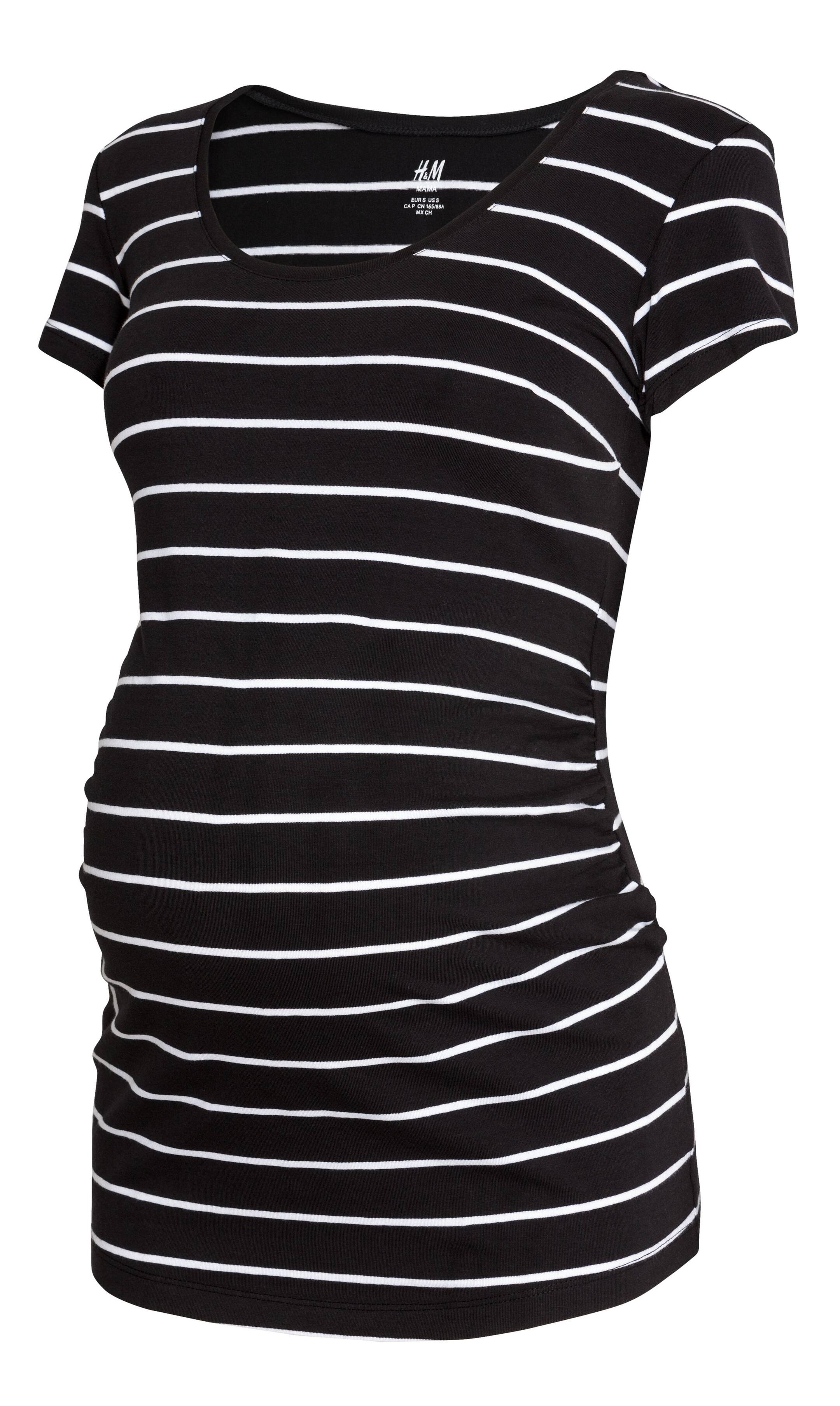 Näytä suurempi kuva: MAMA Puuvillatrikoinen pusero - Musta/Valkoraidallinen - NAISET | H&M FI 1