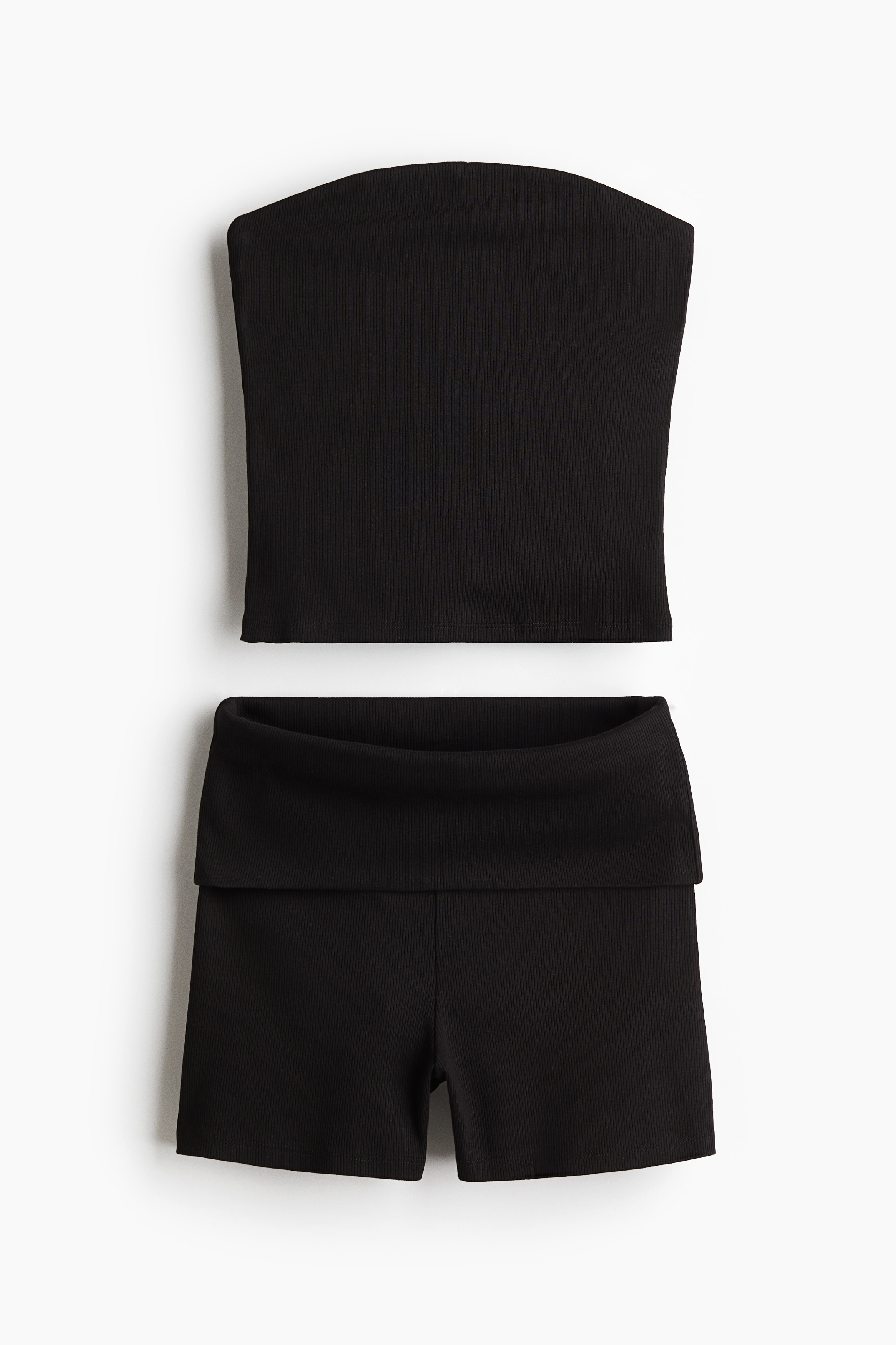 2-piece tube top and shorts set - Black/White