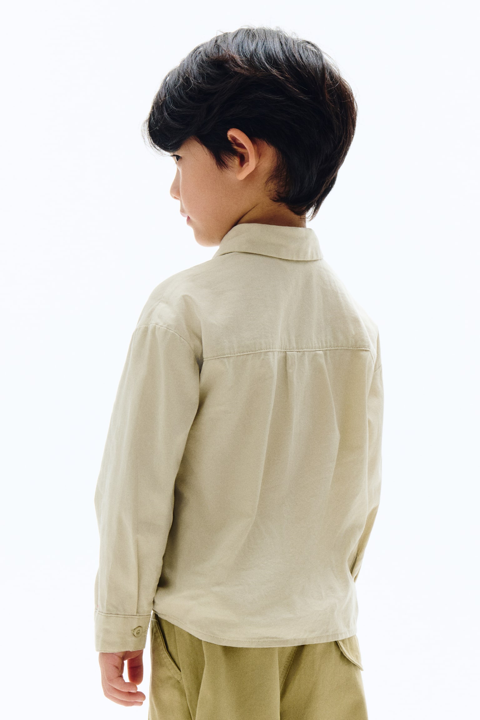 オーバーサイズ ツイルシャツ - ライトベージュ/ダスティパープル - 3