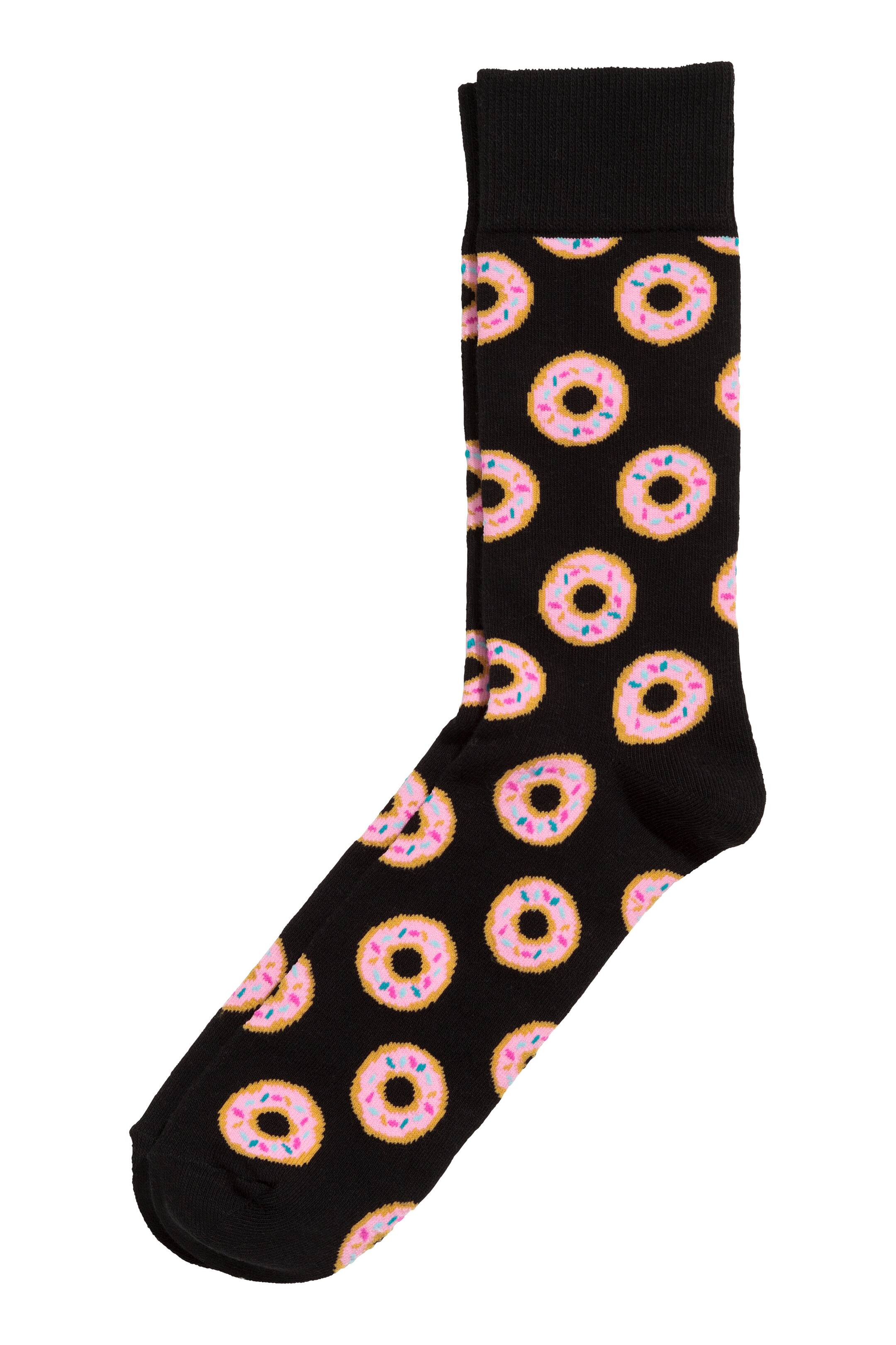 Agrandir l'image: Chaussettes en maille jacquard - Noir/beignets - HOMME | H&M FR 1