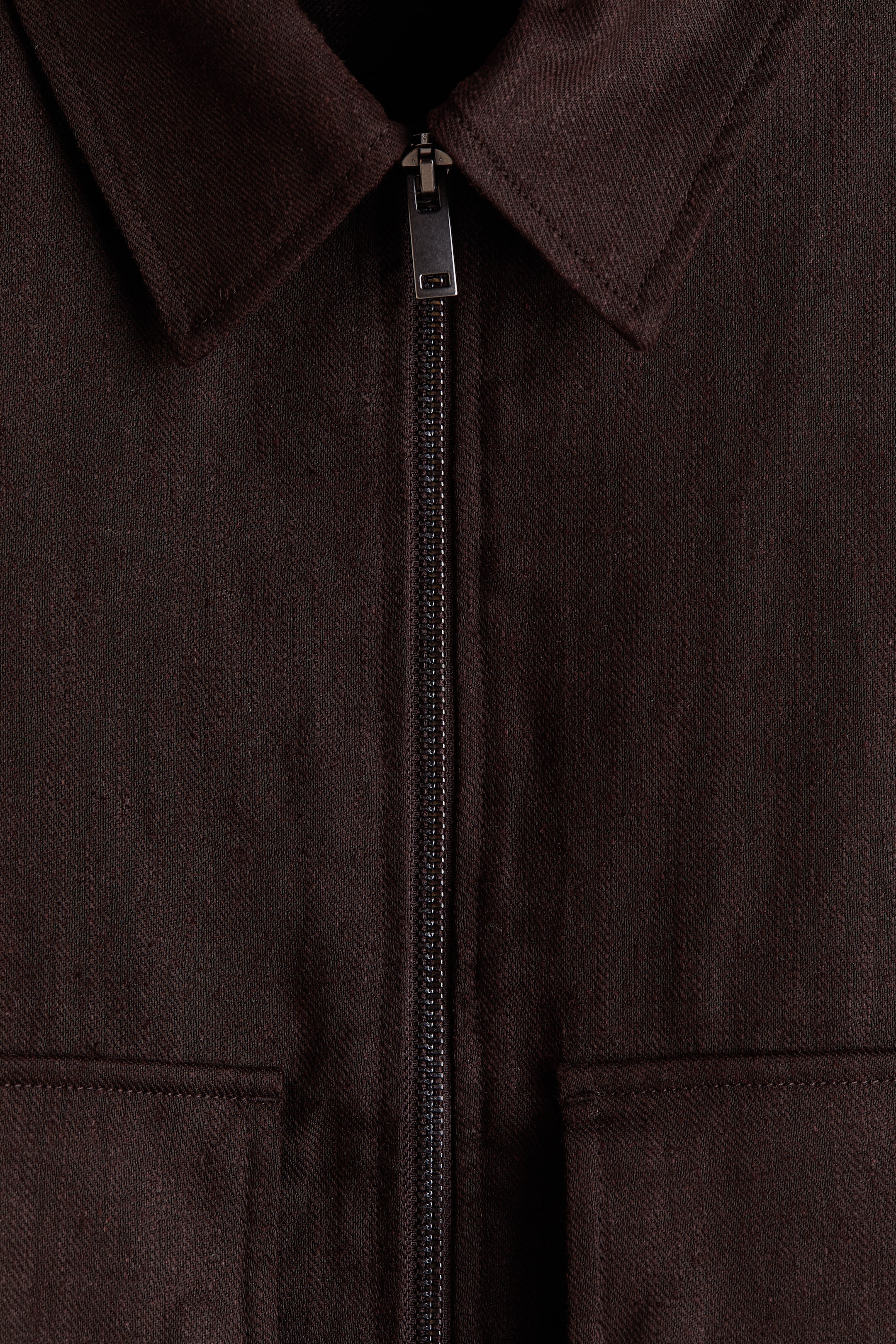 Мужские топы H&M Linen-Blend Overshirt with Zipper — фото 3