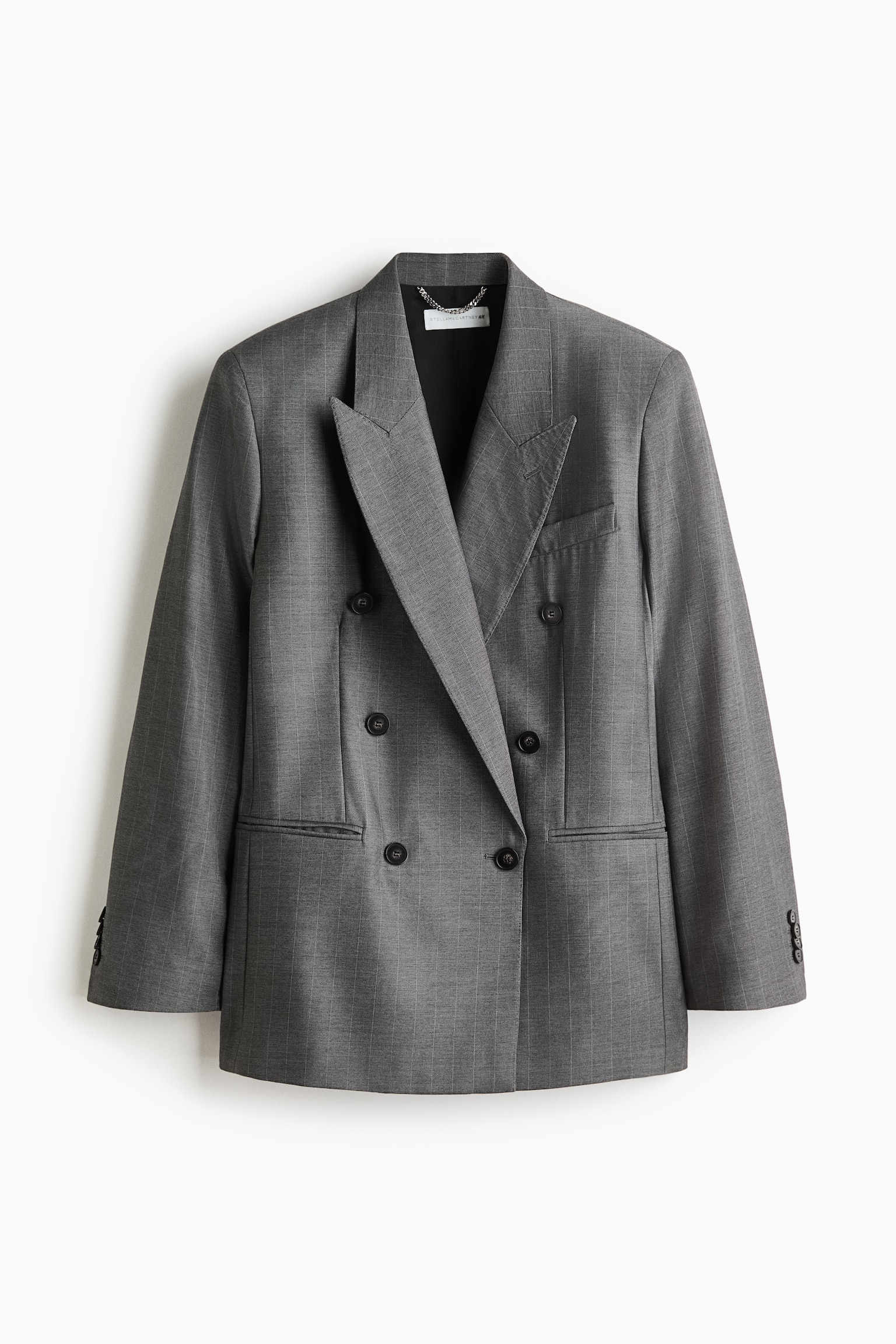 Double-breasted wool blazer - Dark grey/Pinstriped - 1