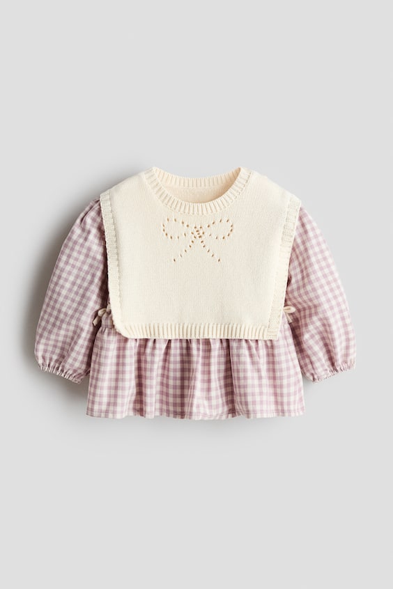 Детские блузки H&M Bib-Detail Cotton Blouse