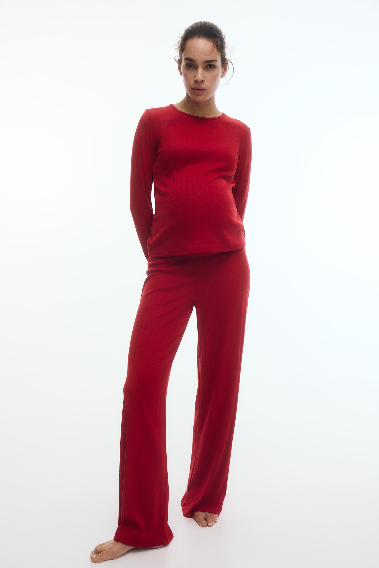 MAMA Pointelle jersey pyjamas - Červená - 3