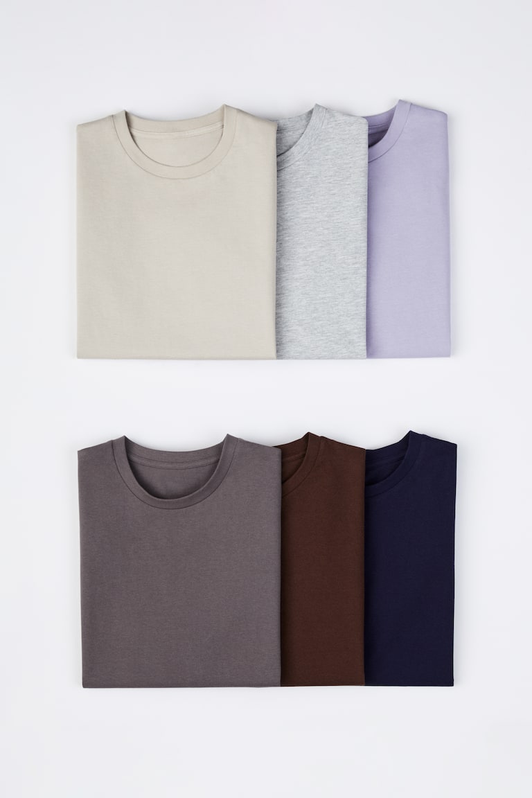 Regular Fit T-shirt - Round neck - Short sleeve - Grey marl - Men | H&M GB