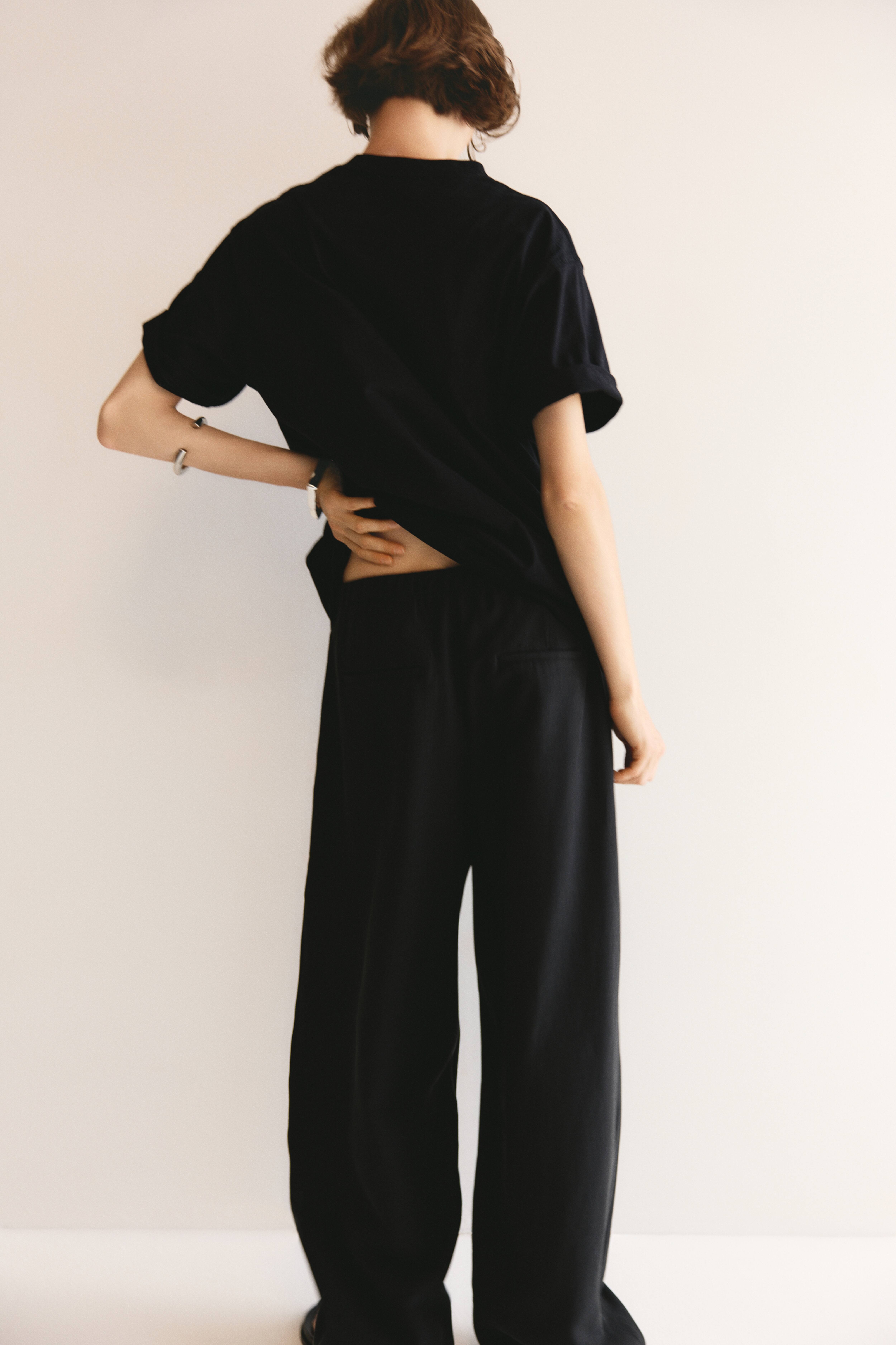 Creased Barrel-Leg Pants