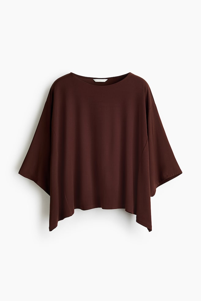 Batwing-Sleeved Top - Dark brown/Black/Pale apricot - 1