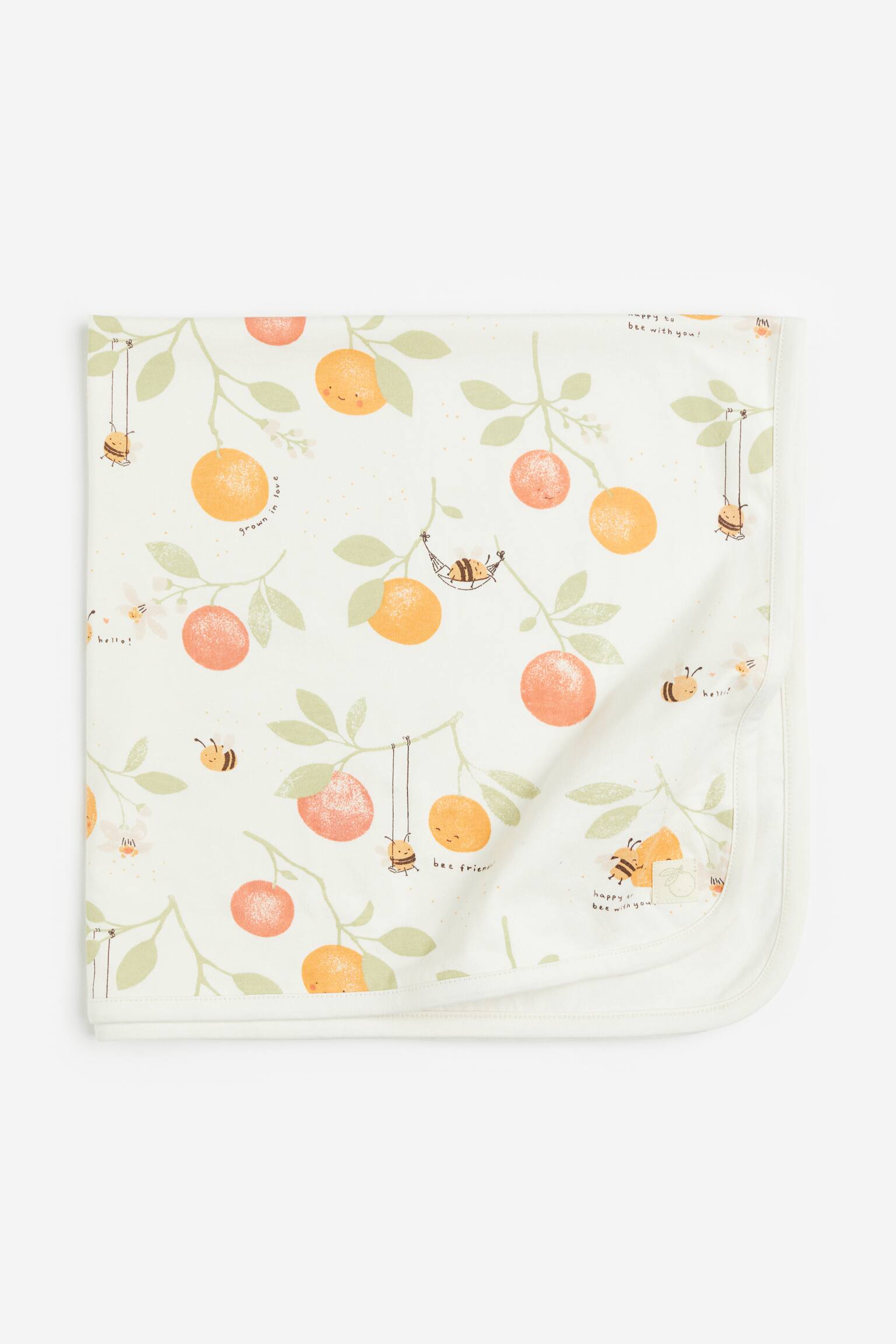 Cotton Baby Blanket - Natural white/Fruits/Natural white - 1