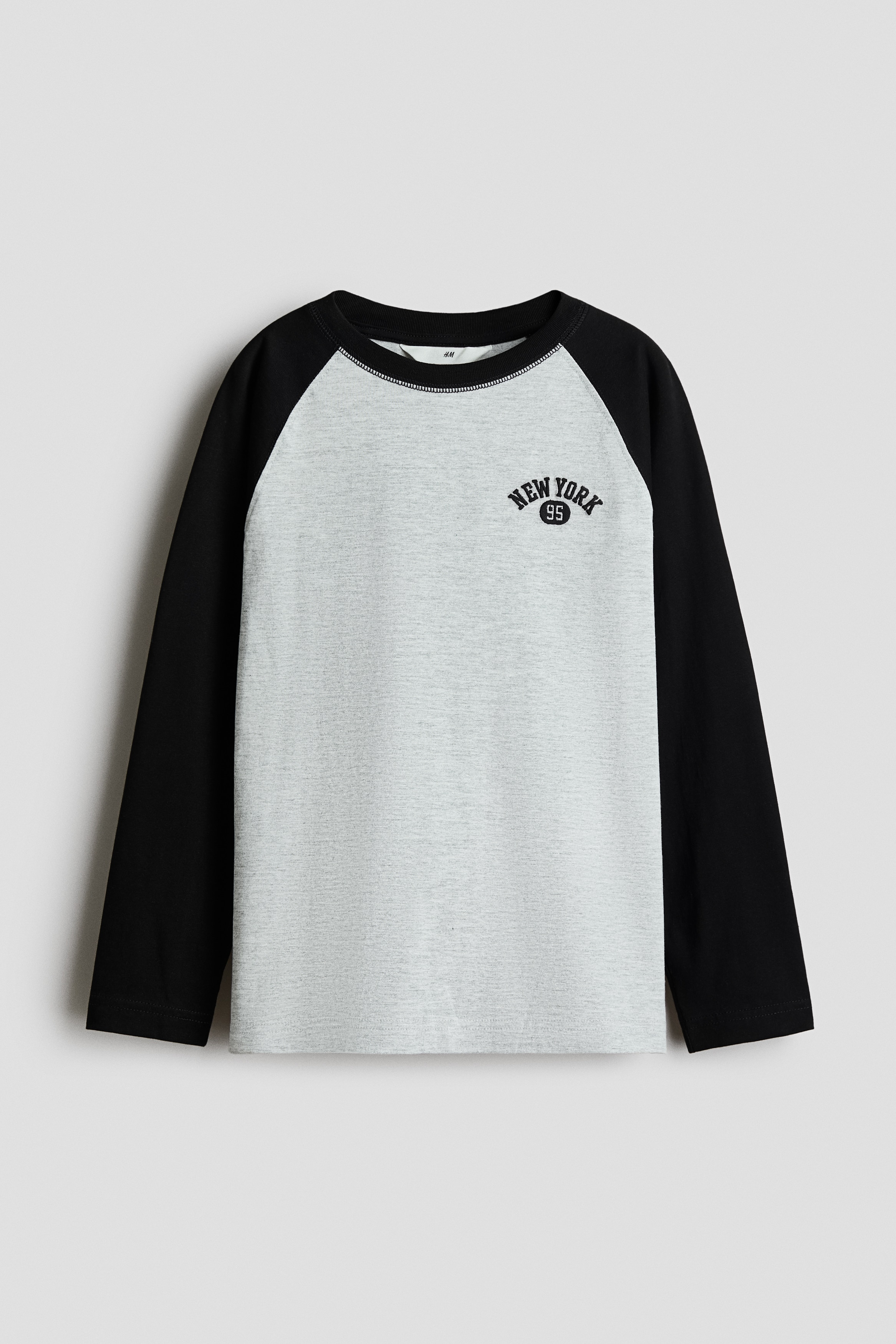 ラグラン長袖Tシャツ - ホワイト／ダークグレー/ホワイト／ダークブラウン