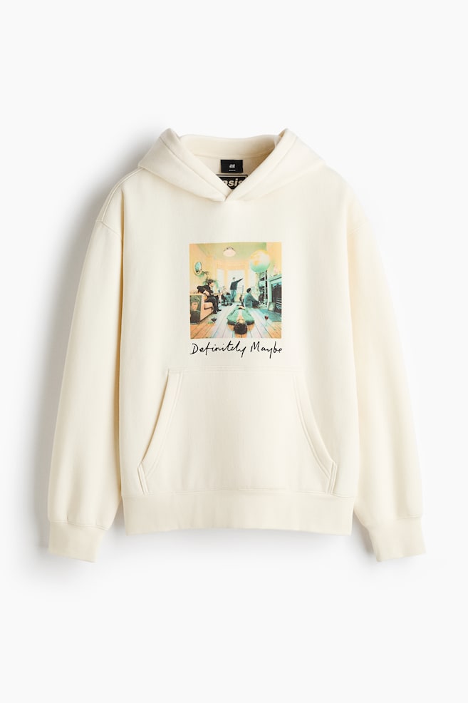 Bedruckter Hoodie in Relaxed Fit - Cremefarben/Oasis - 1