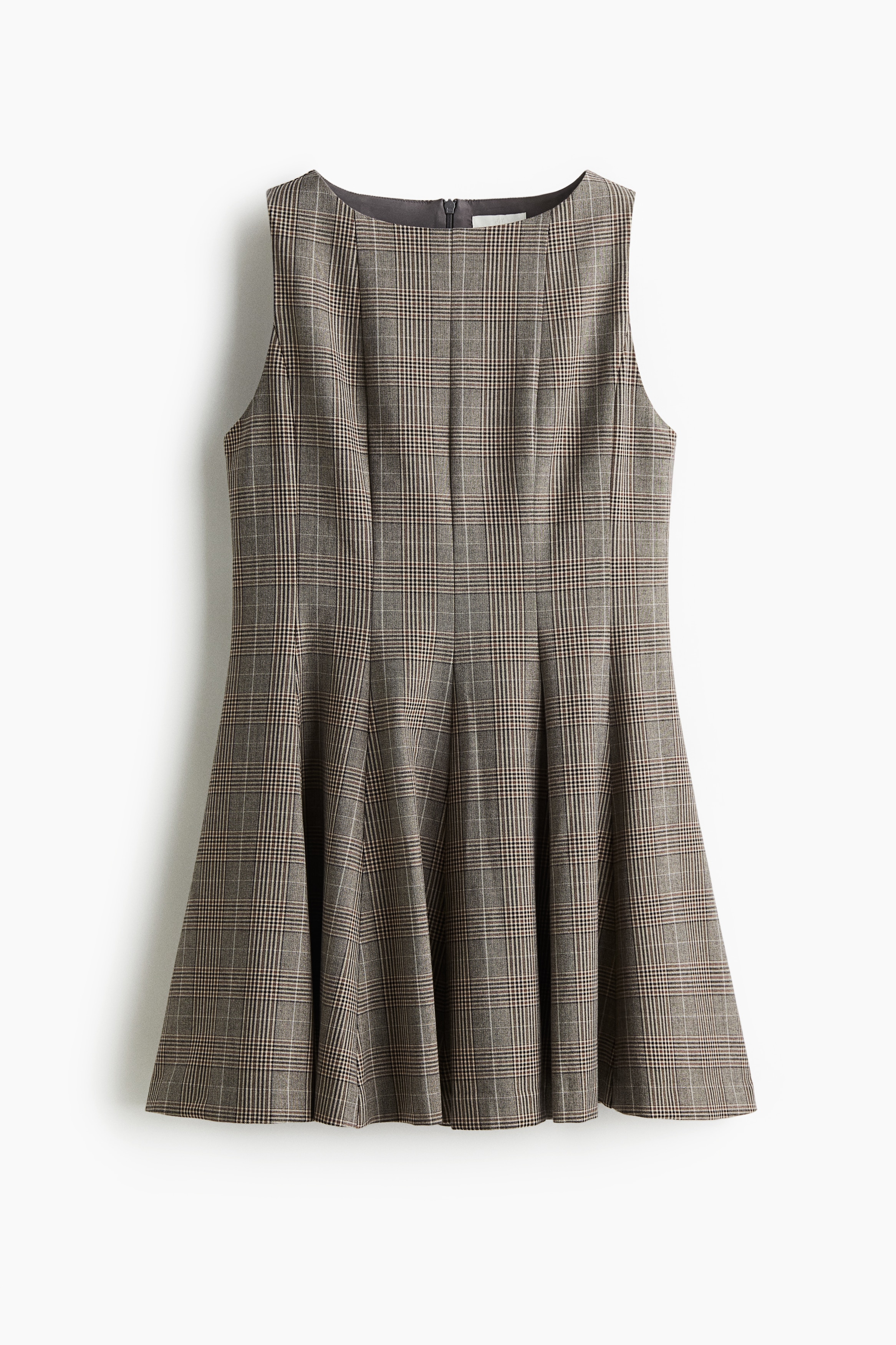 Φόρεμα με εβαζέ κάτω μέρος - Μπεζ/καρό