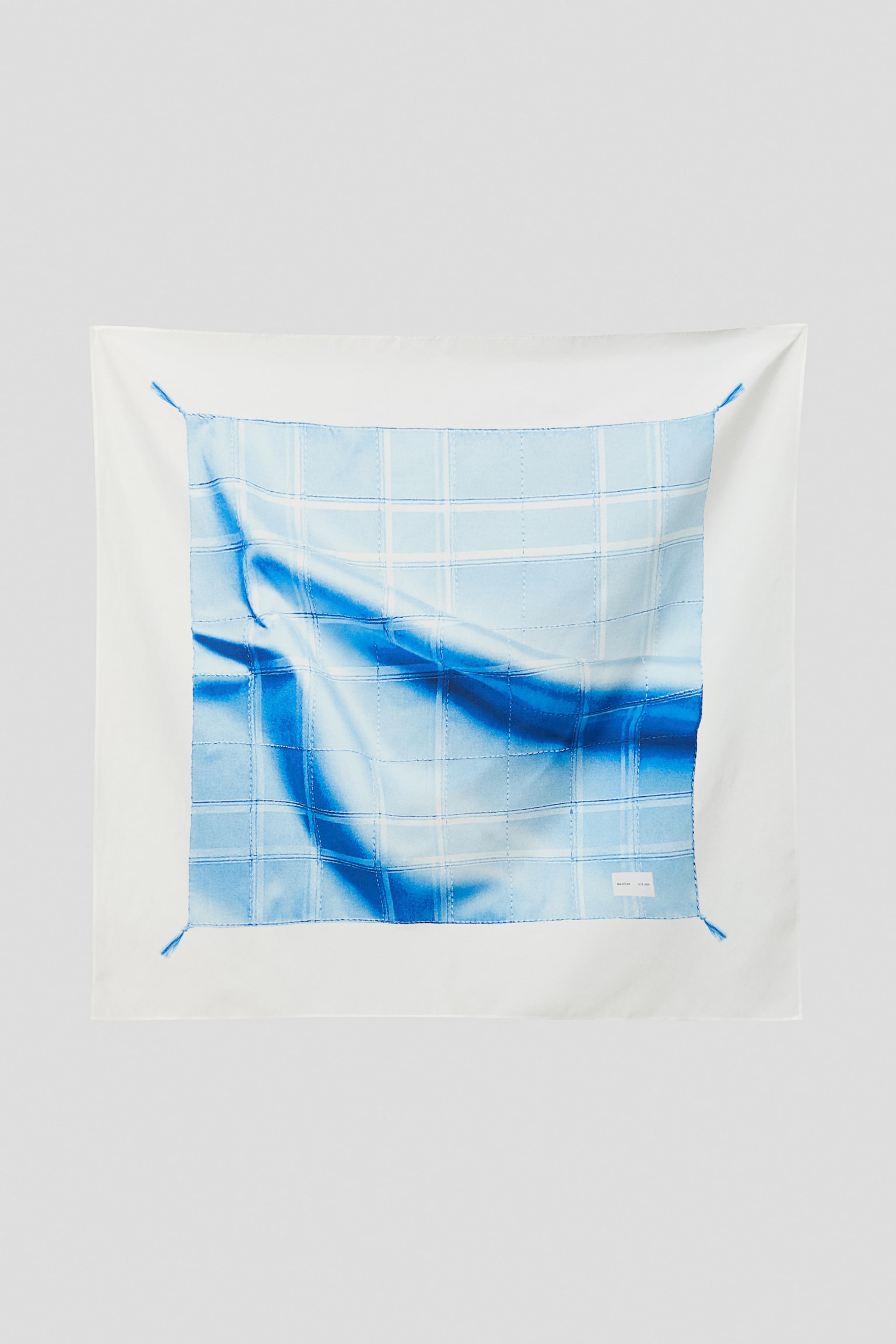 Patterned silk-blend scarf - Blue/Checked - 1