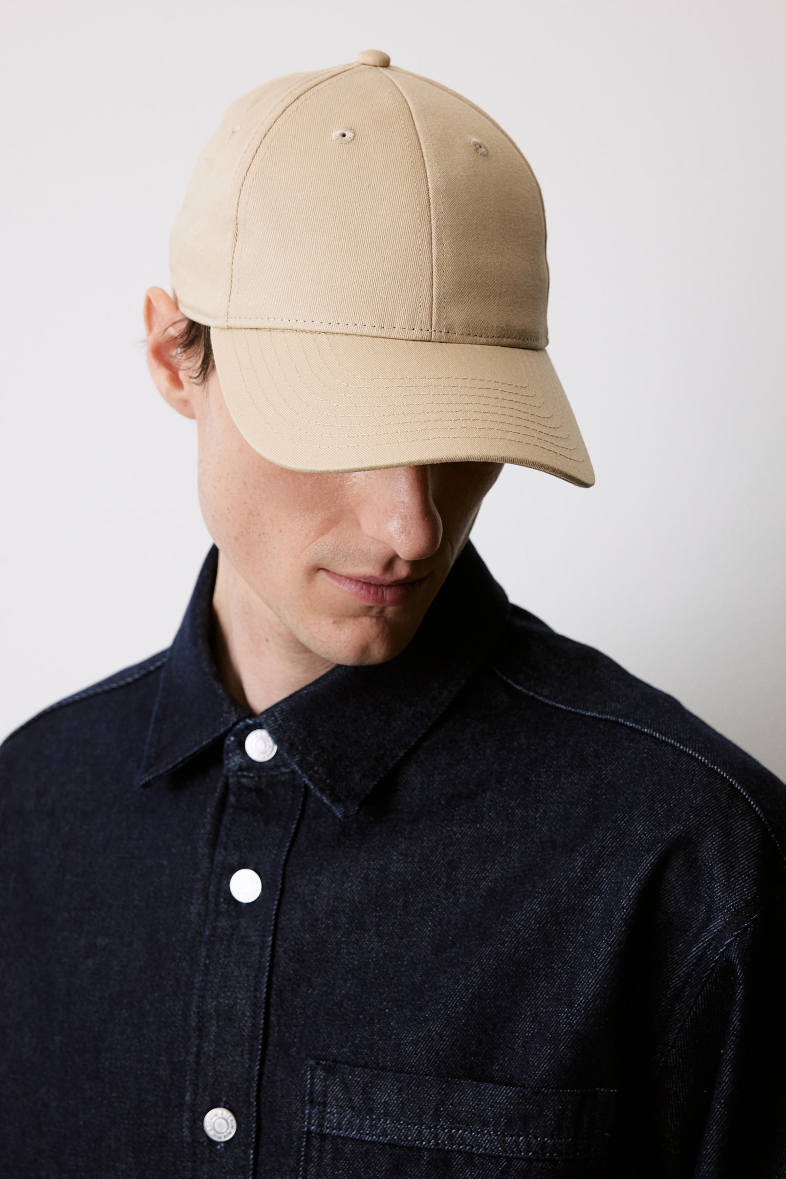 Cotton twill cap - Beige/Black/Dark beige - 1