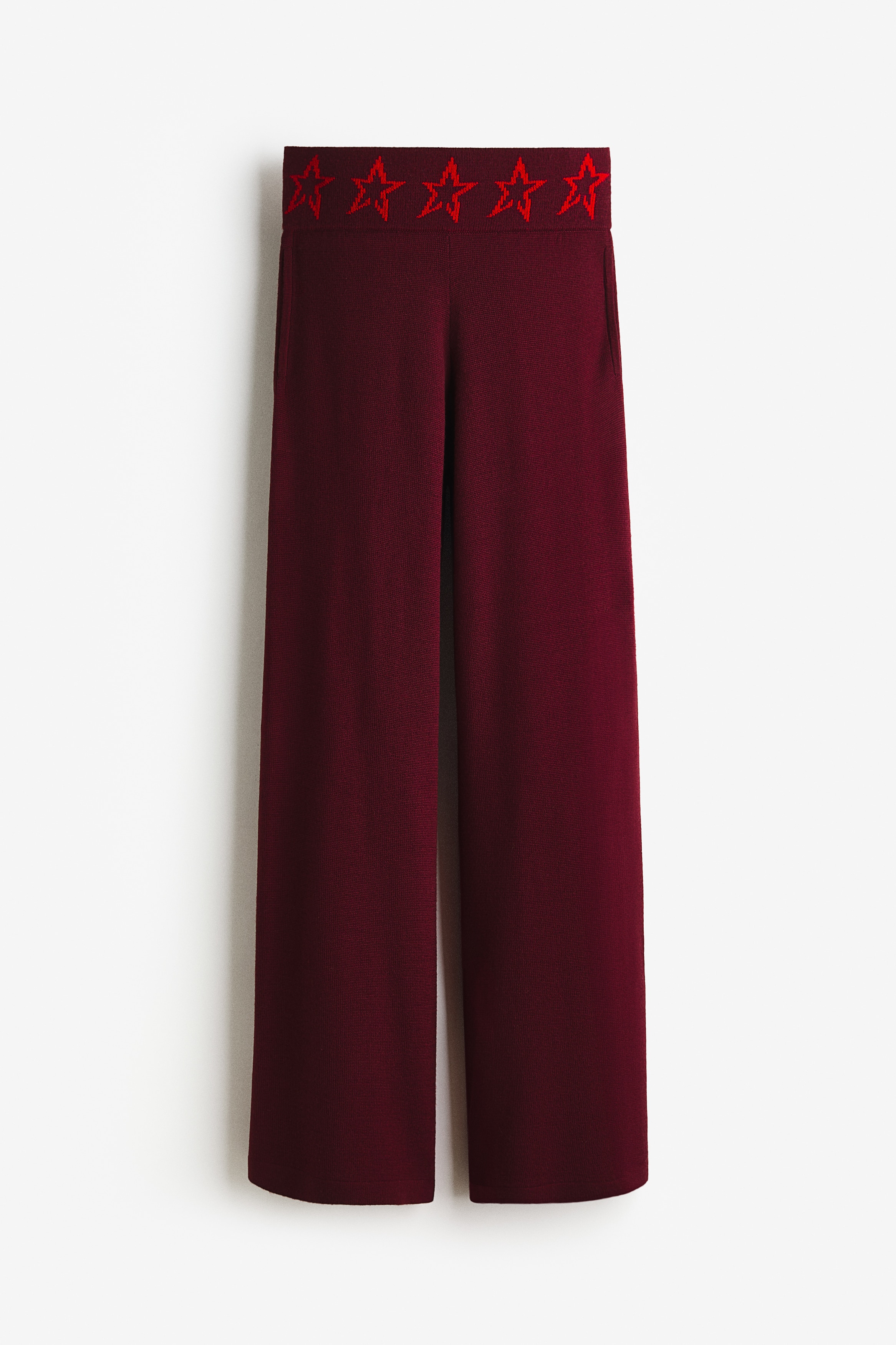 Wide Merino Wool Pants - Burgundy