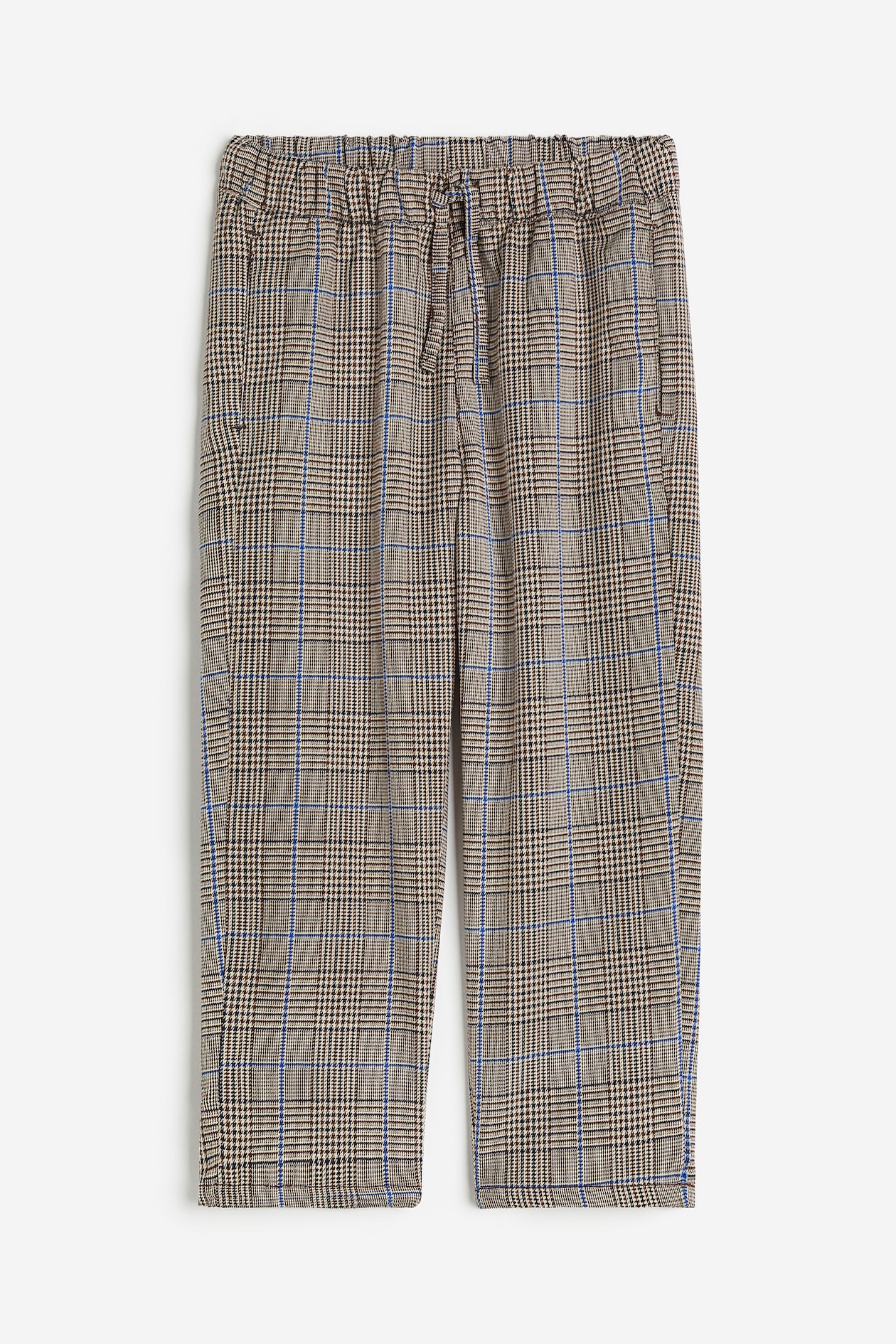Beige/plaid Straight-cut Joggers for kids | H&M US