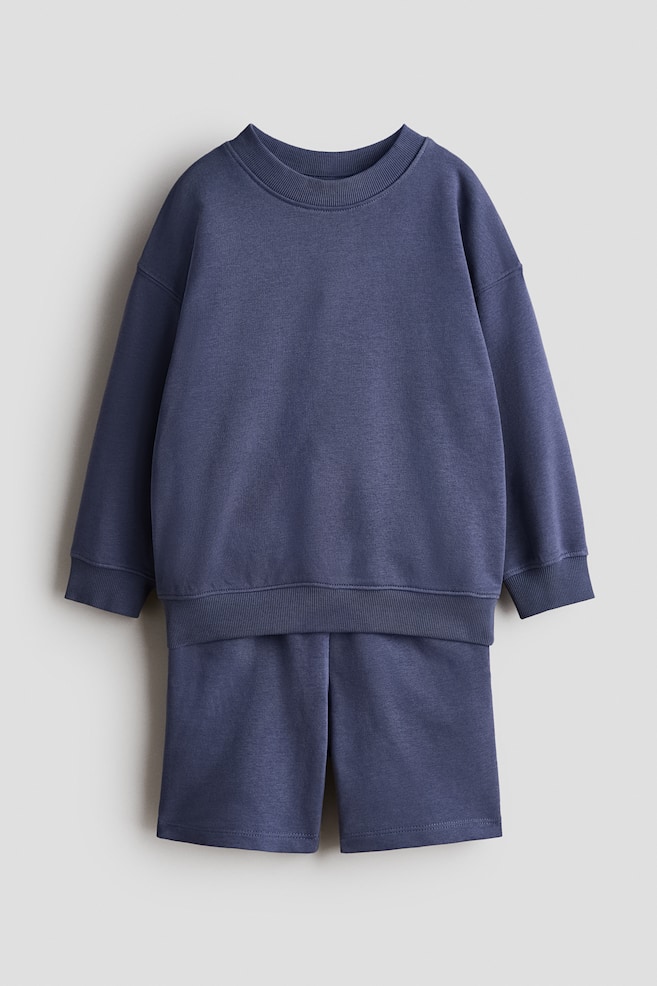 2-teiliges Sweatshirt-Set - Dunkelblau/Blau/Helltürkis/Hellgraumeliert - 1