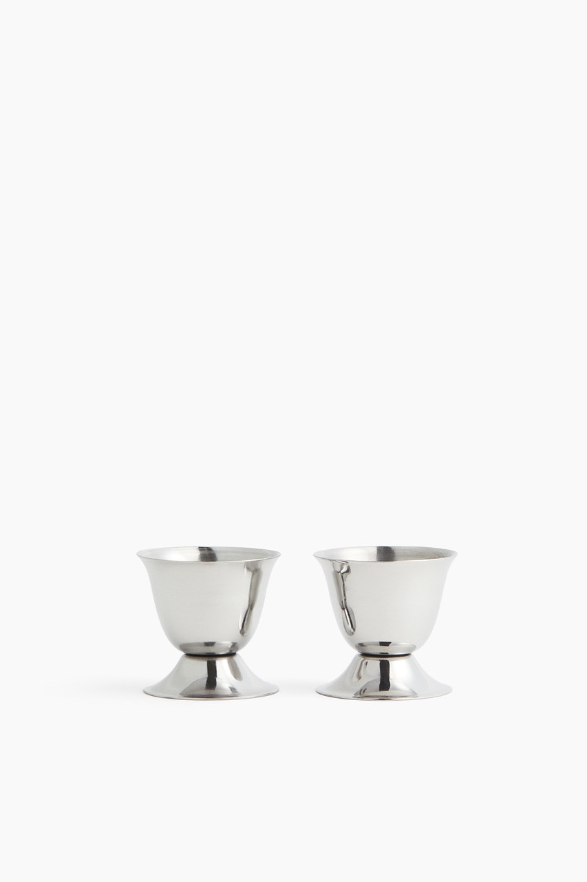 2-pack stainless steel egg cups - Silver