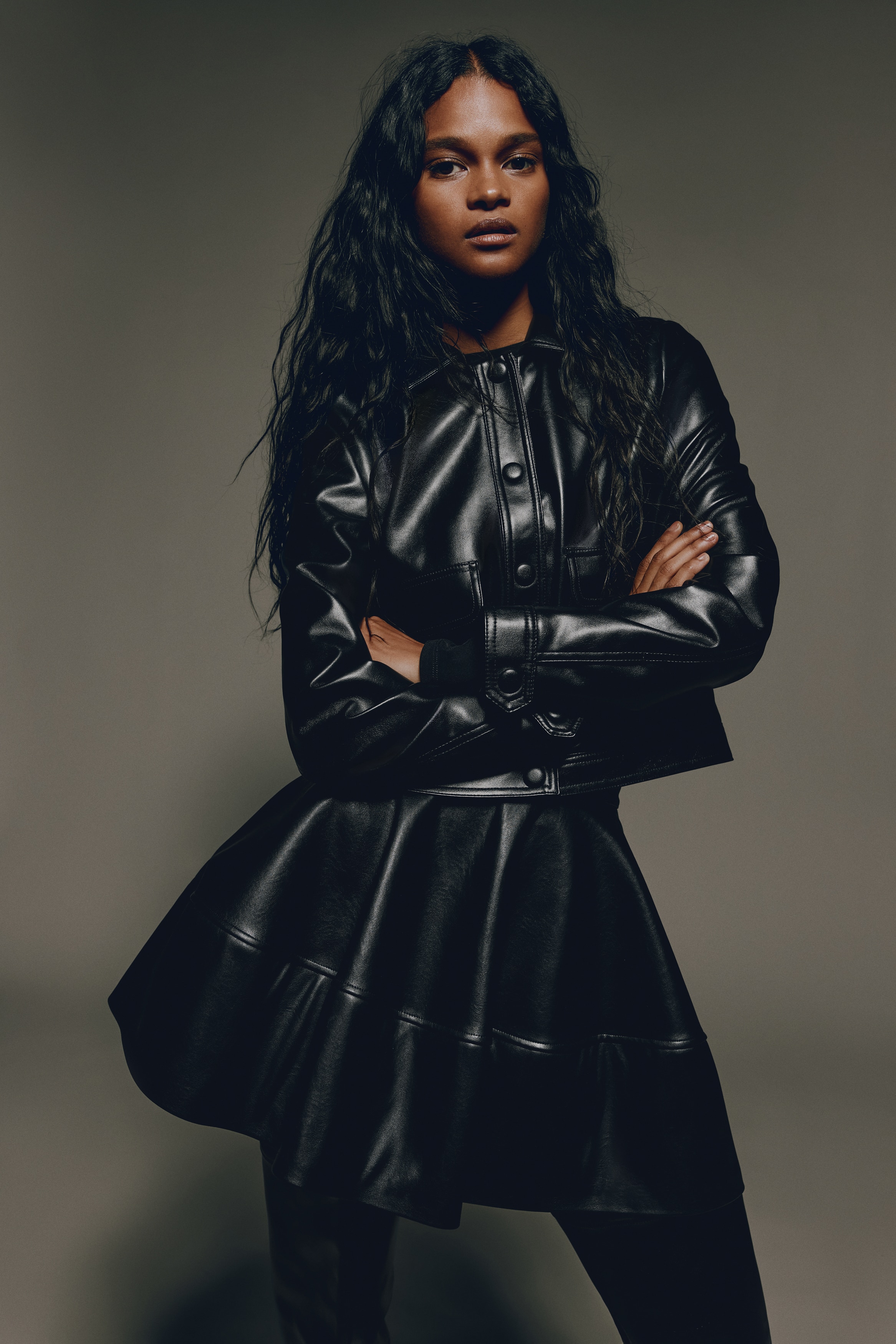 外套 - 黑色/深咖啡色/米色